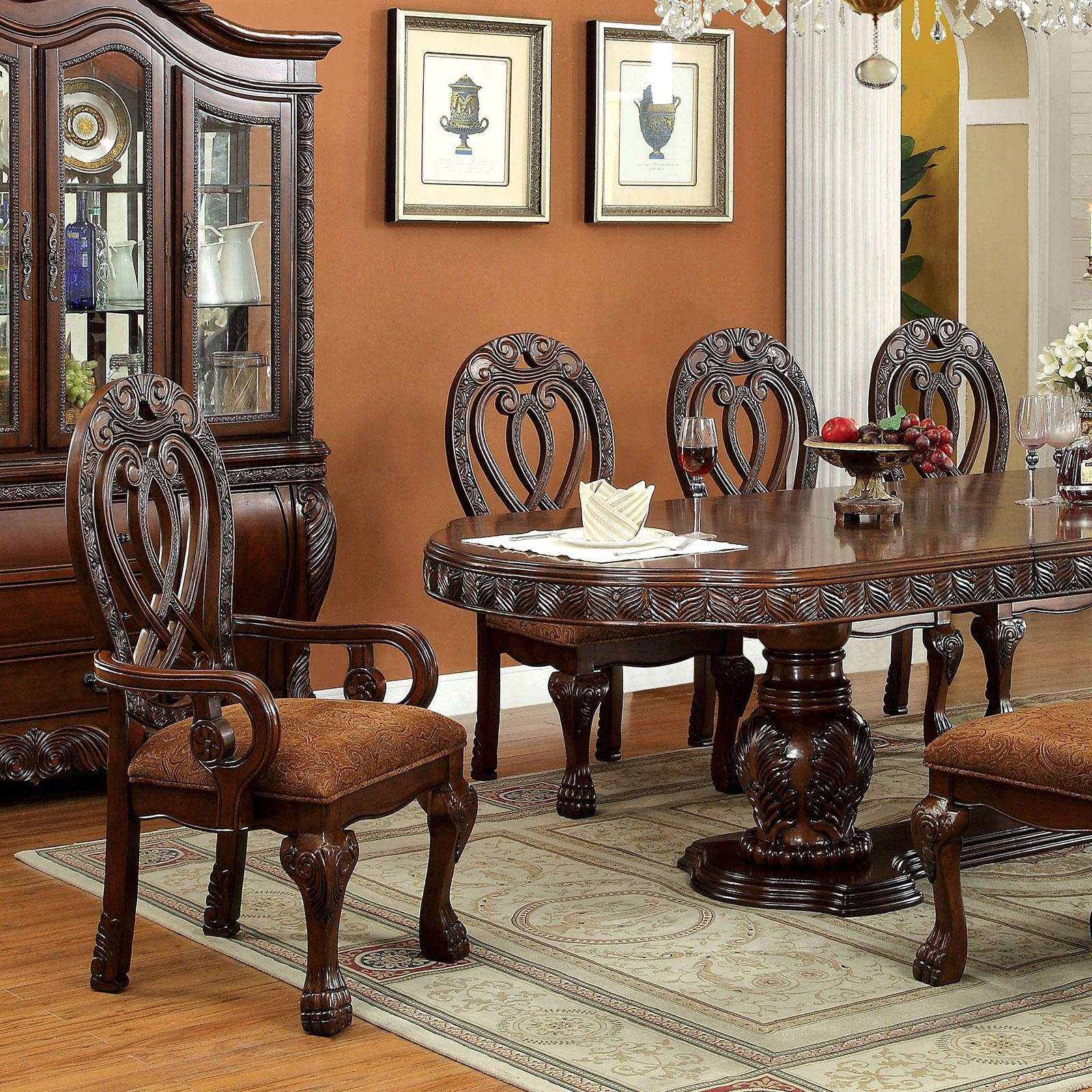 

    
Traditional Cherry & Brown Solid Wood Dining Room Set 7pcs Furniture of America Wyndmere
