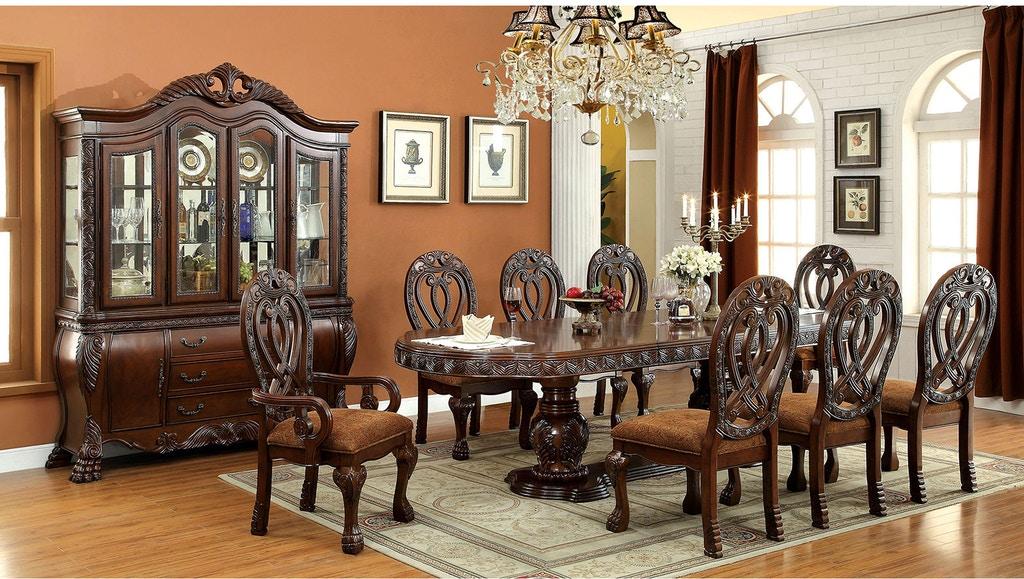 

    
Traditional Cherry & Brown Solid Wood Dining Room Set 9pcs Furniture of America Wyndmere
