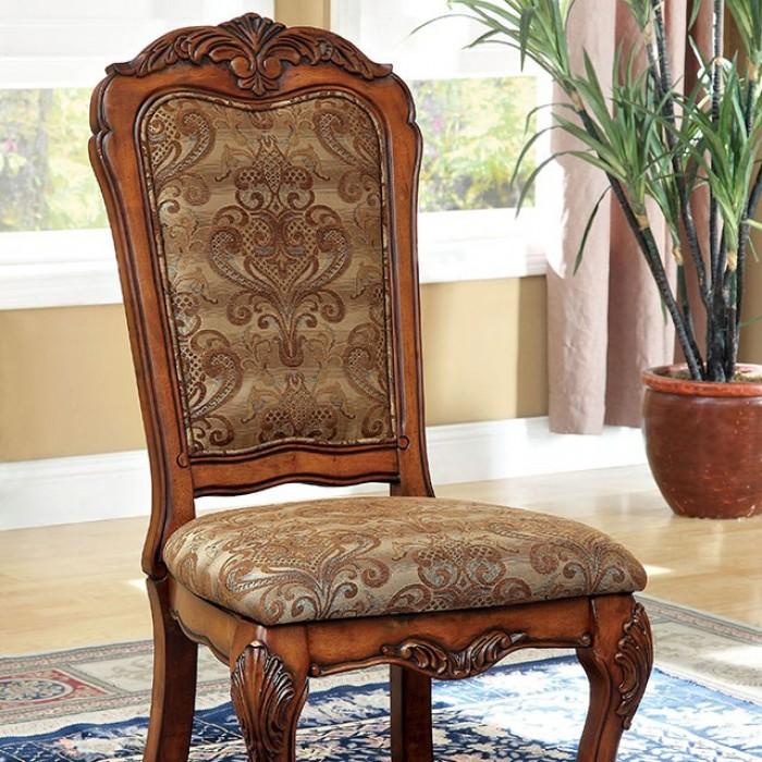 Traditional Dining Chair Set CM3557SC-2PK Medieve CM3557SC-2PK in Dark Oak Fabric