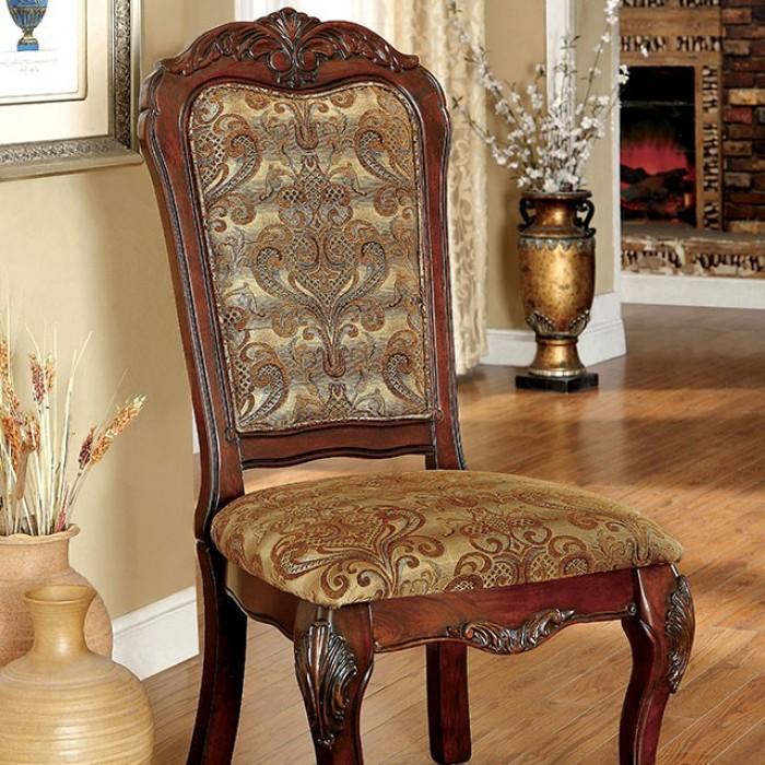 Traditional Dining Chair Set CM3557CH-SC-2PK Medieve CM3557CH-SC-2PK in Cherry Fabric