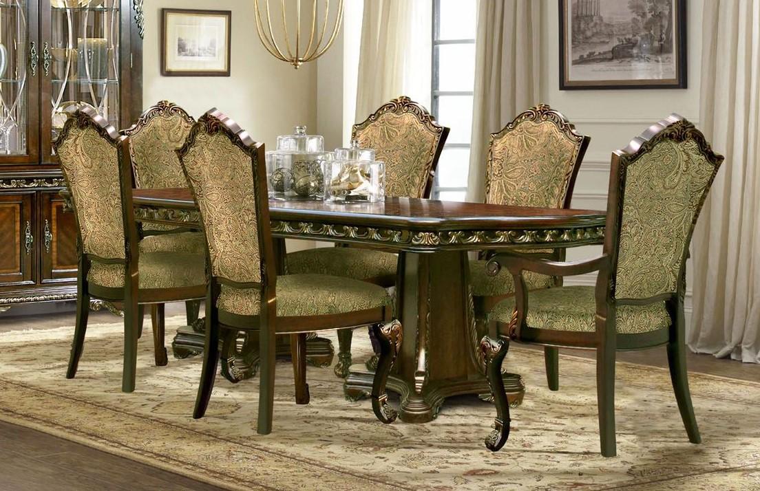 Traditional Dining Table D189 D189-T in Brown Fabric