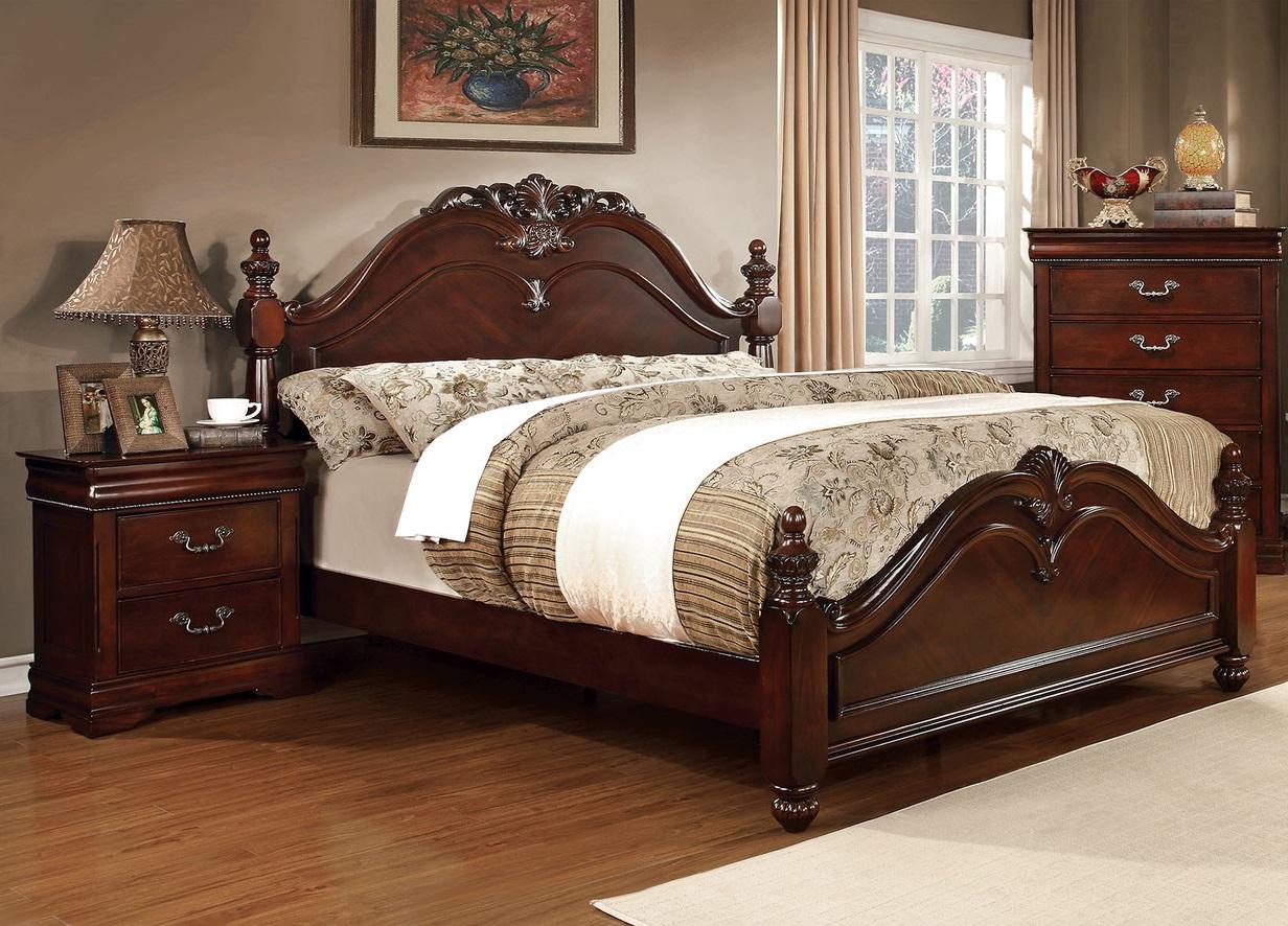 

    
Traditional Cherry Solid Wood Queen Bedroom Set 3pcs Furniture of America CM7260-Q Mandura
