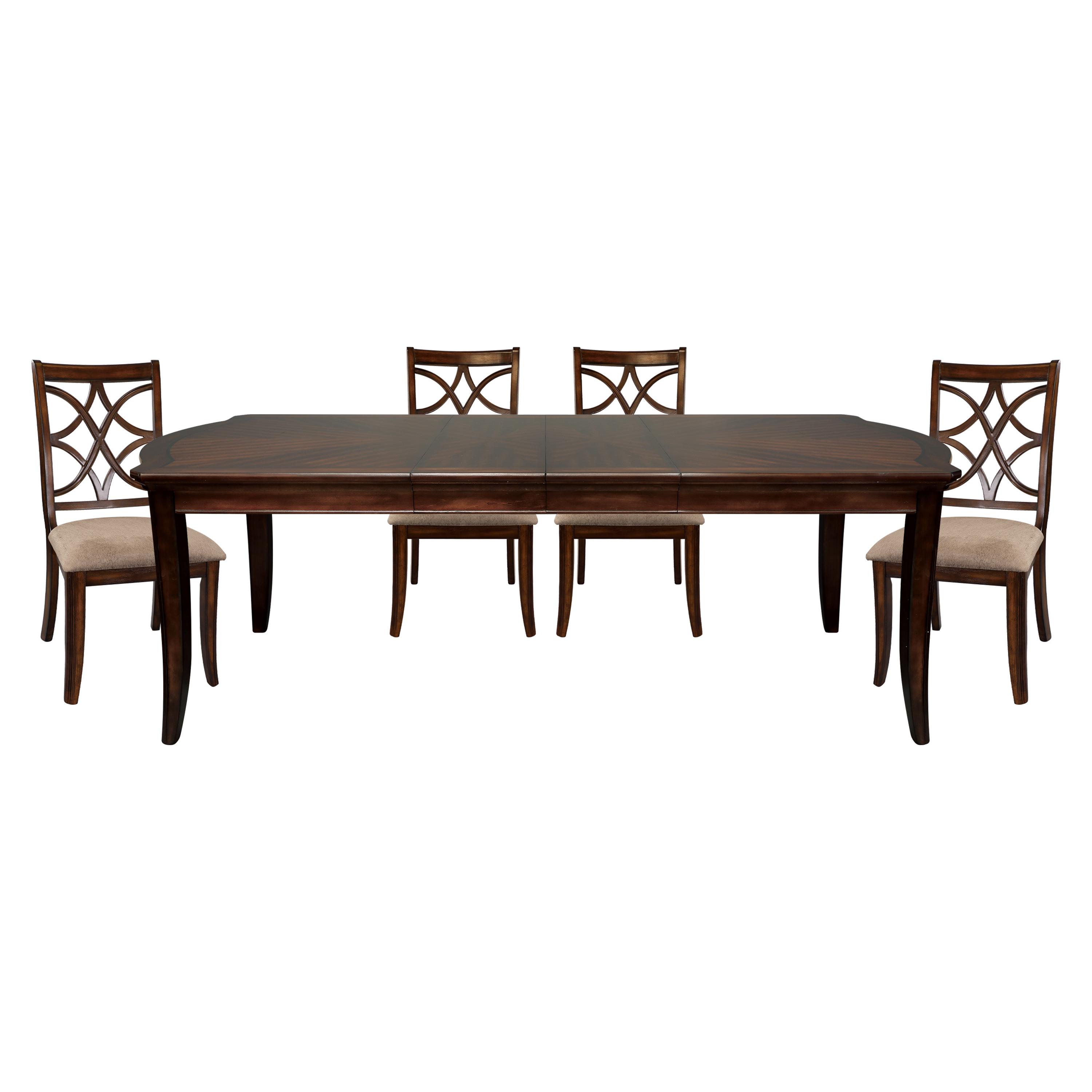 Traditional Dining Room Set 2546-96*5PC Keegan 2546-96*5PC in Cherry Chenille