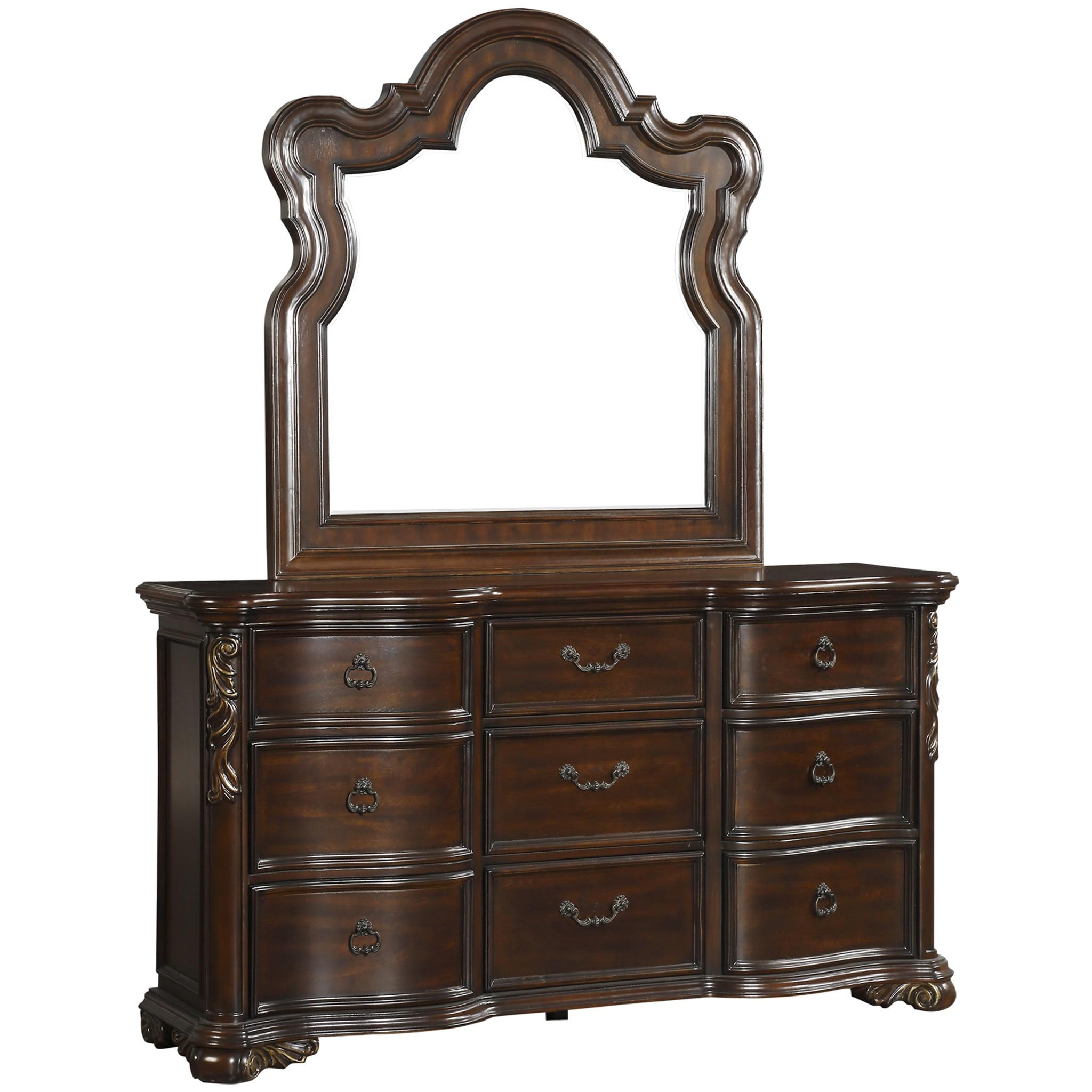 Traditional Dresser w/Mirror 1603-5*6-2PC Royal Highlands 1603-5*6-2PC in Cherry 