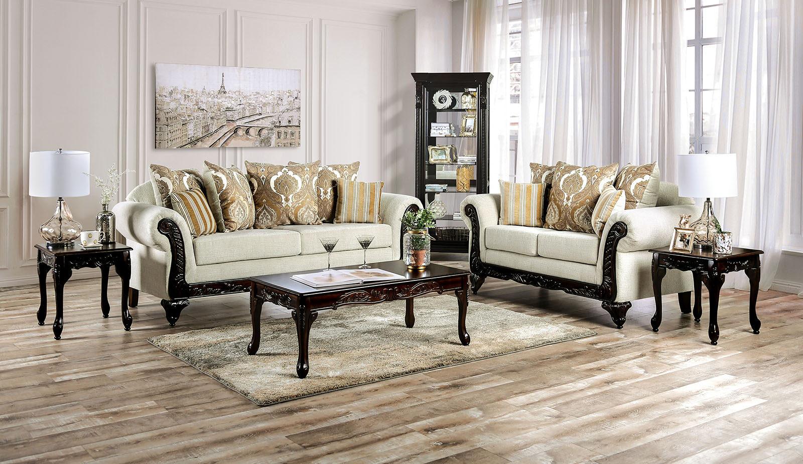 

    
Traditional Cream Chenille Sofa Furniture of America SM7748-SF Delizia
