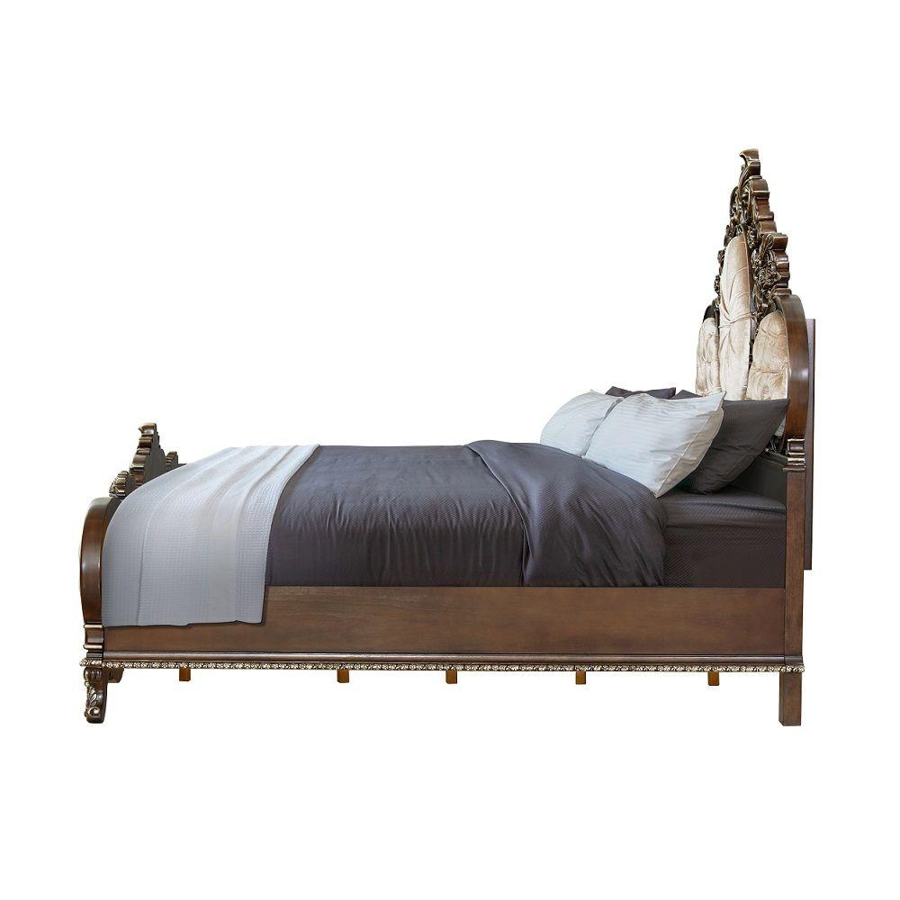 

                    
Acme Furniture Devany King Panel Bed BD03061EK-EK Panel Bed Cherry/Cream Fabric Purchase 

