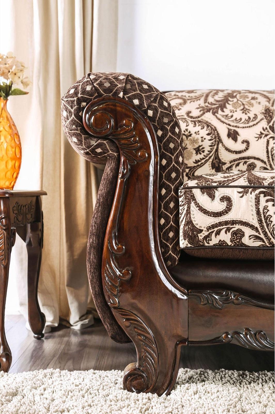 

                    
Furniture of America SM6416-2PC Quirino Sofa and Loveseat Set Dark Brown Chenille Purchase 
