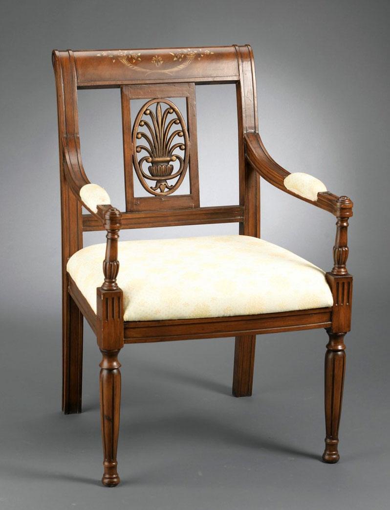 Classic, Traditional Dining Arm Chair 45049 AA-45049-DCH-Set-2 in Cream, Dark Brown, Tan, Brown Fabric