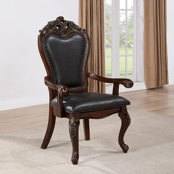Traditional Arm Chair Set Manzanita Arm Chair Set 2PCS FM3261CH-AC-2PK FM3261CH-AC-2PK in Dark Cherry, Black Leatherette