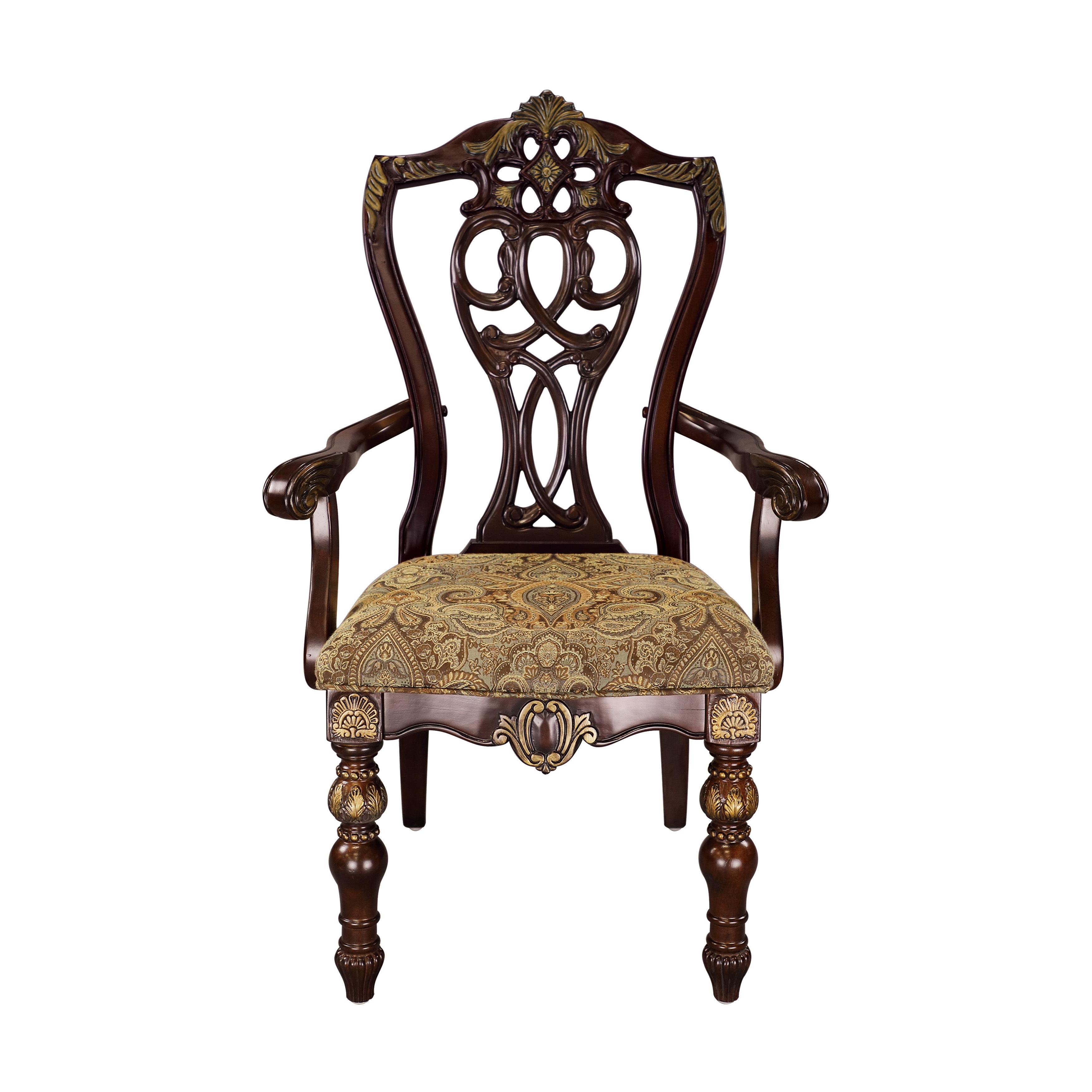 Traditional Arm Chair Set 1824A Catalonia 1824A in Dark Cherry Polyester