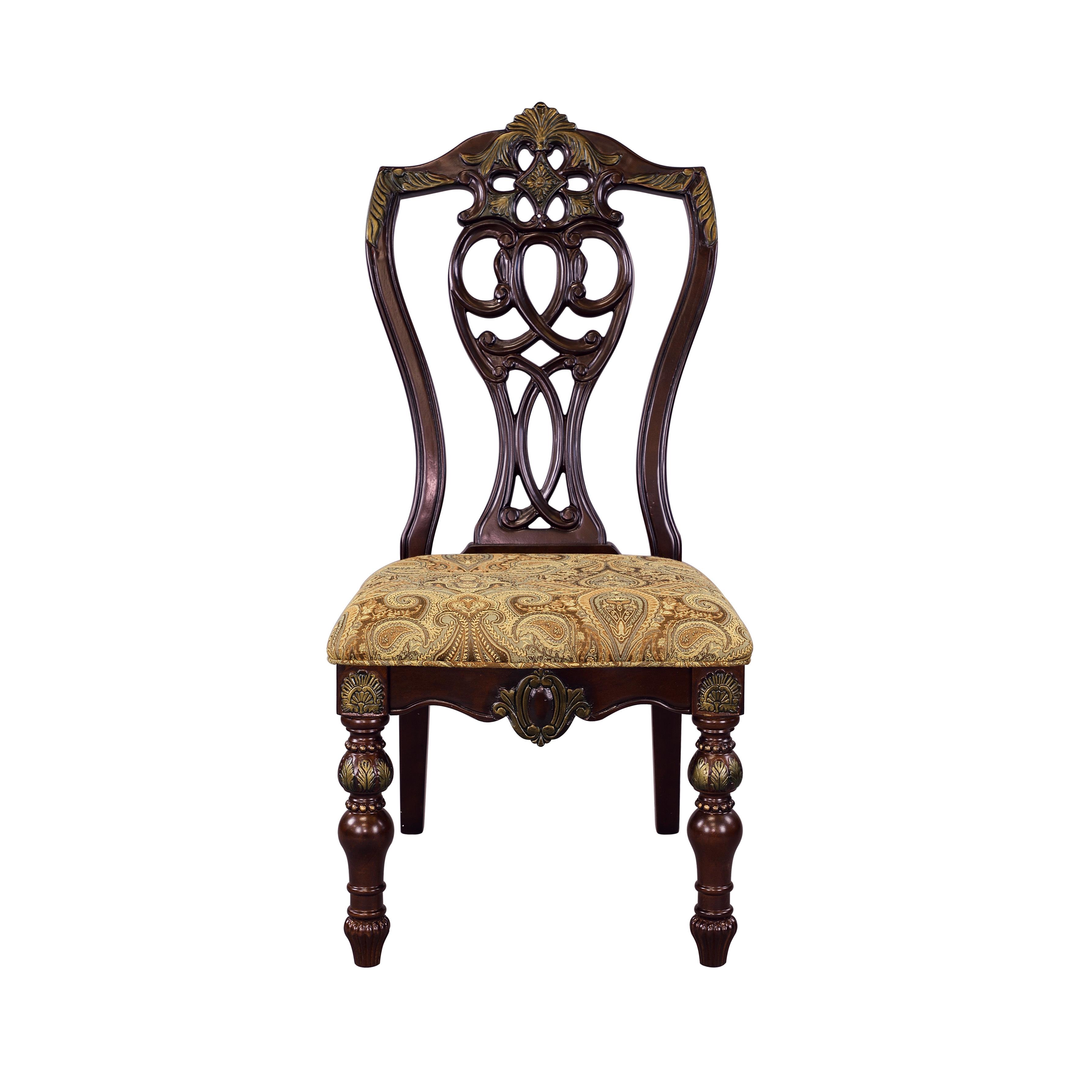 Traditional Side Chair Set 1824S Catalonia 1824S in Dark Cherry Polyester
