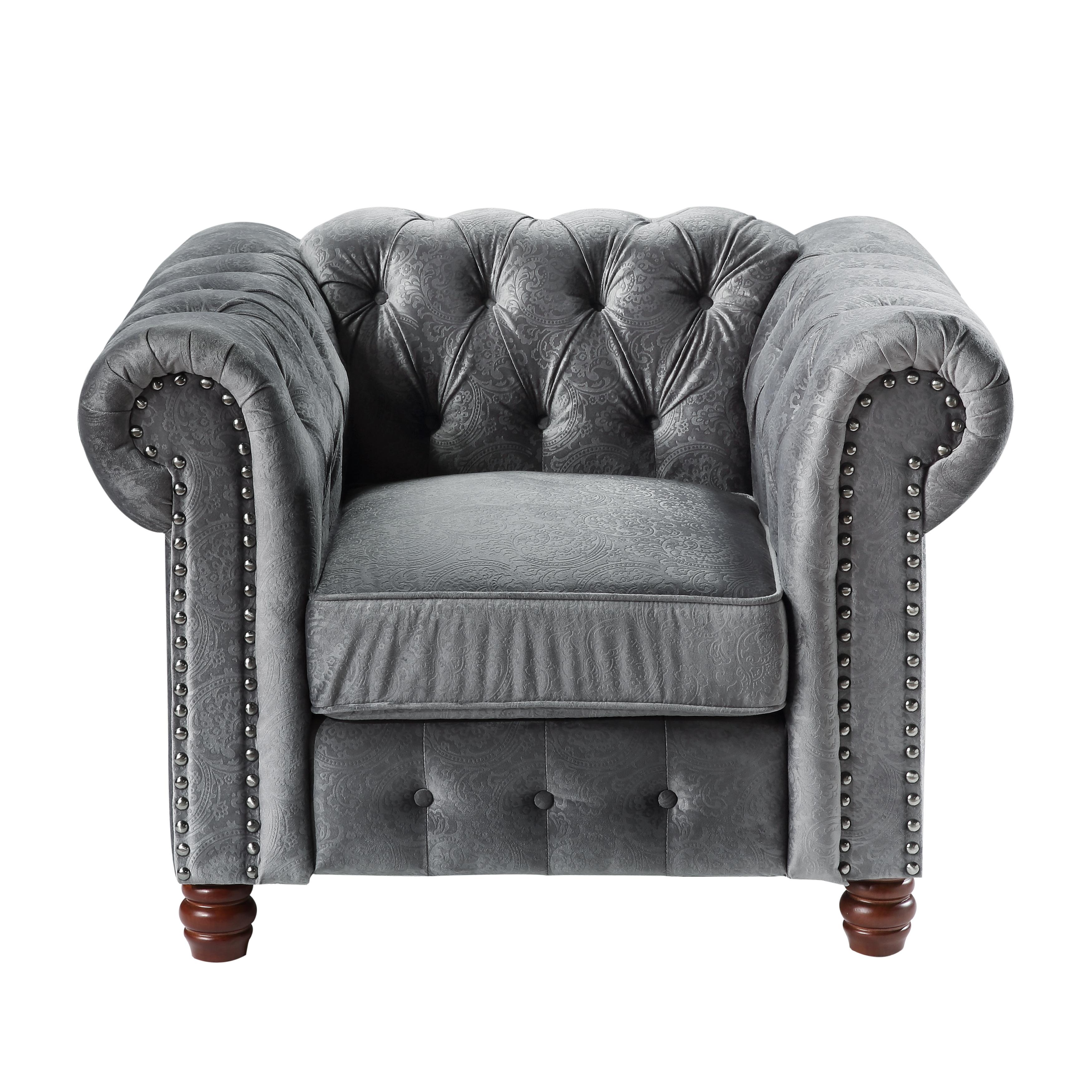 

    
Traditional Dark Gray Velvet Arm Chair Homelegance 9326DG-1 Welwyn
