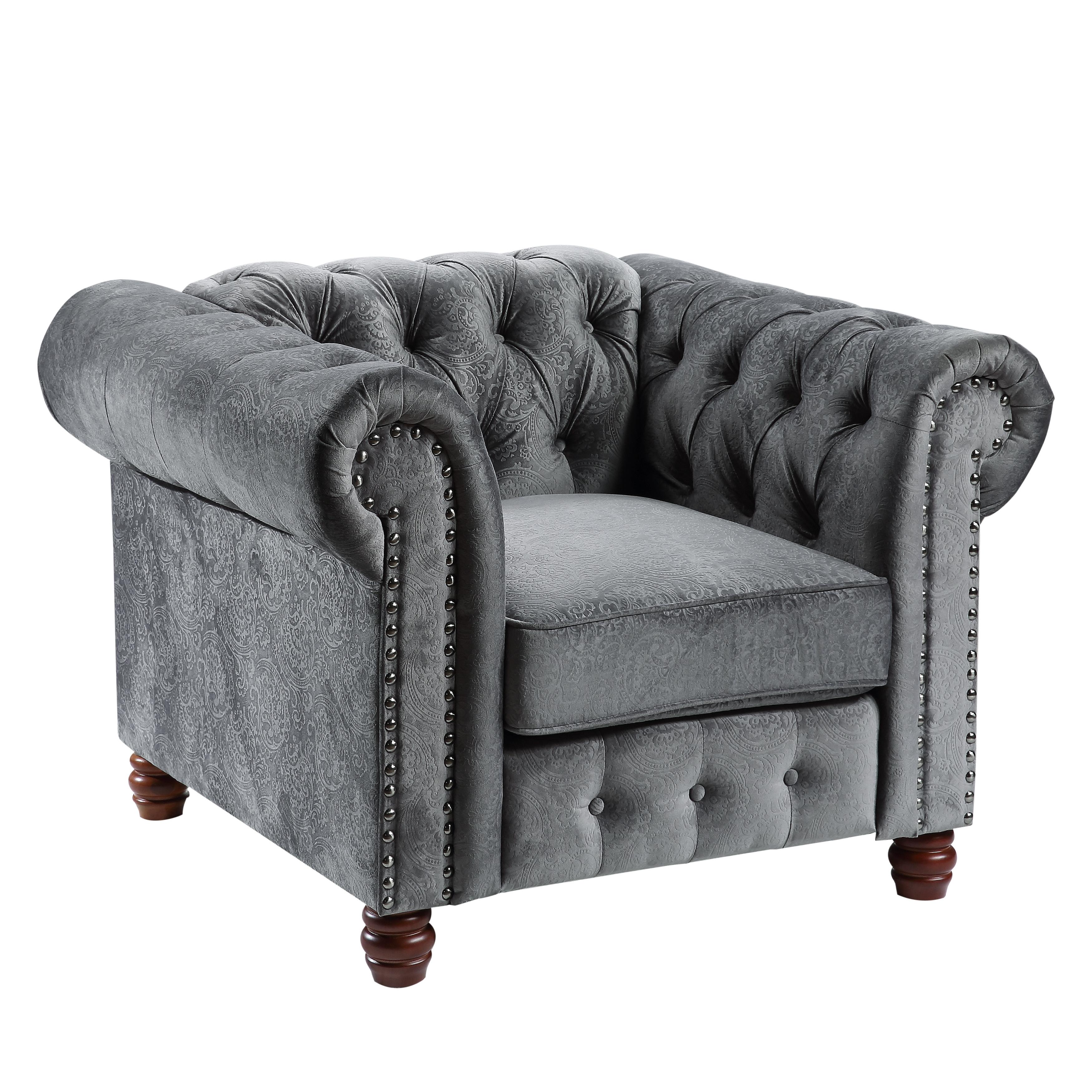 

    
Traditional Dark Gray Velvet Arm Chair Homelegance 9326DG-1 Welwyn
