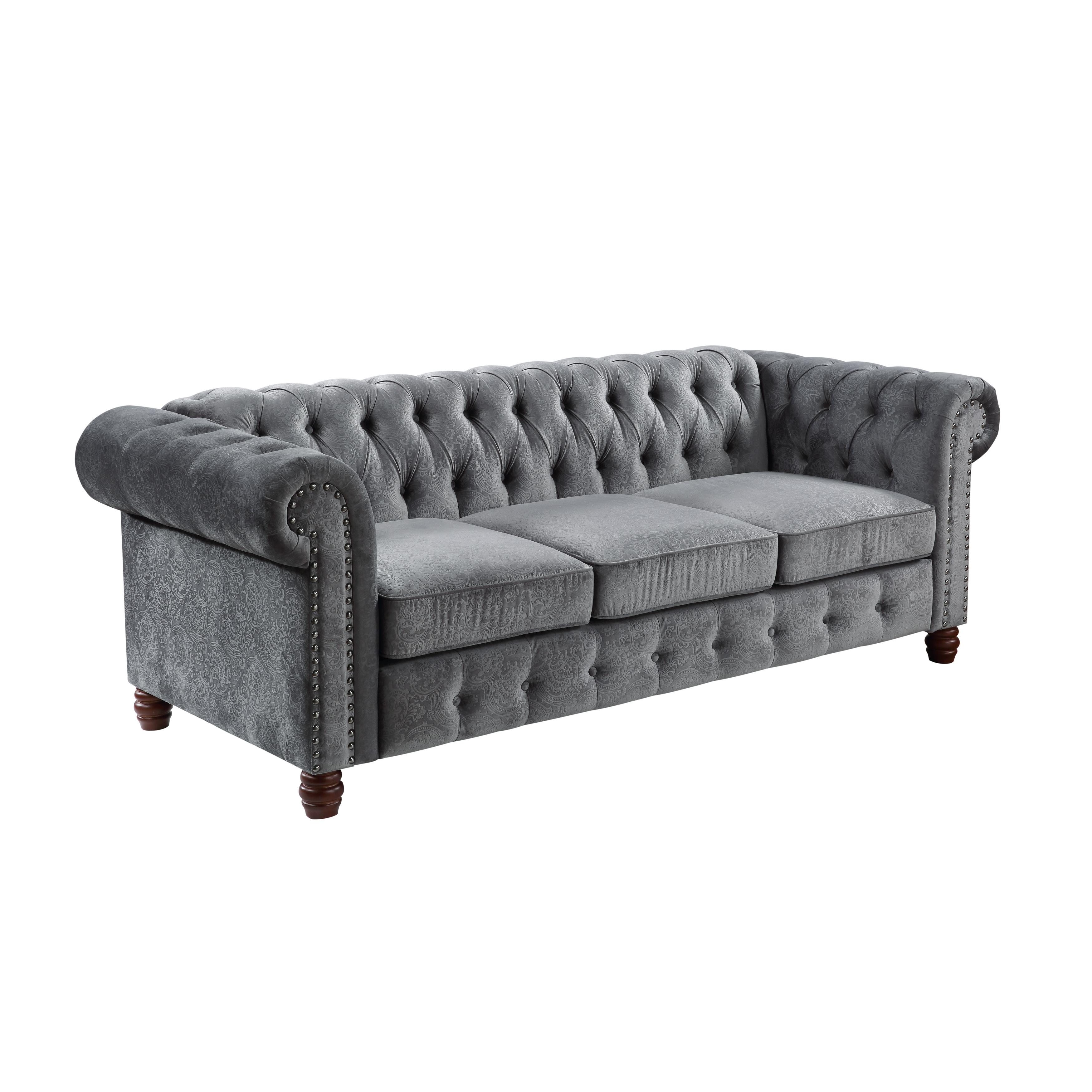 

    
Traditional Dark Gray Velvet Sofa Homelegance 9326DG-3 Welwyn
