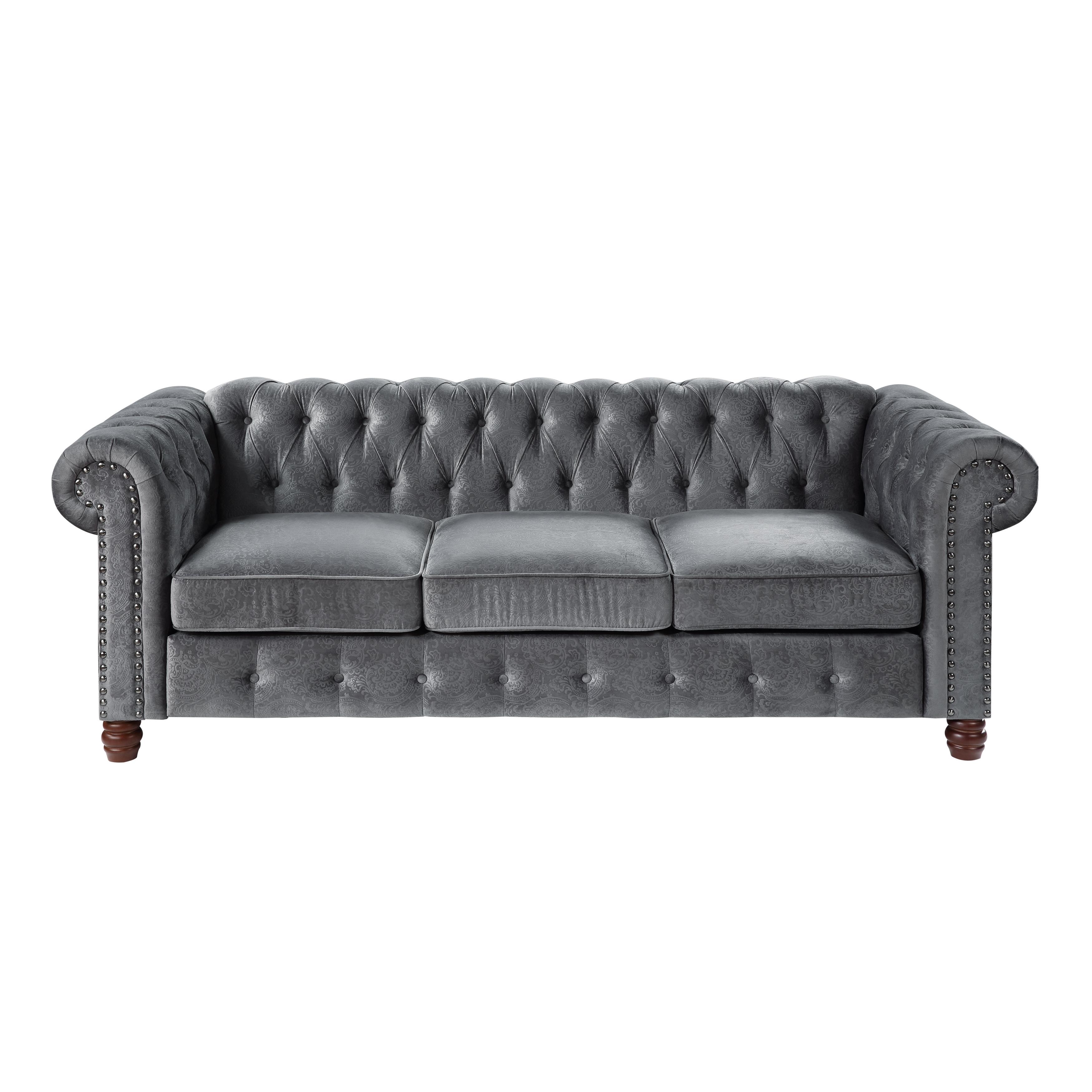 

    
Traditional Dark Gray Velvet Sofa Homelegance 9326DG-3 Welwyn
