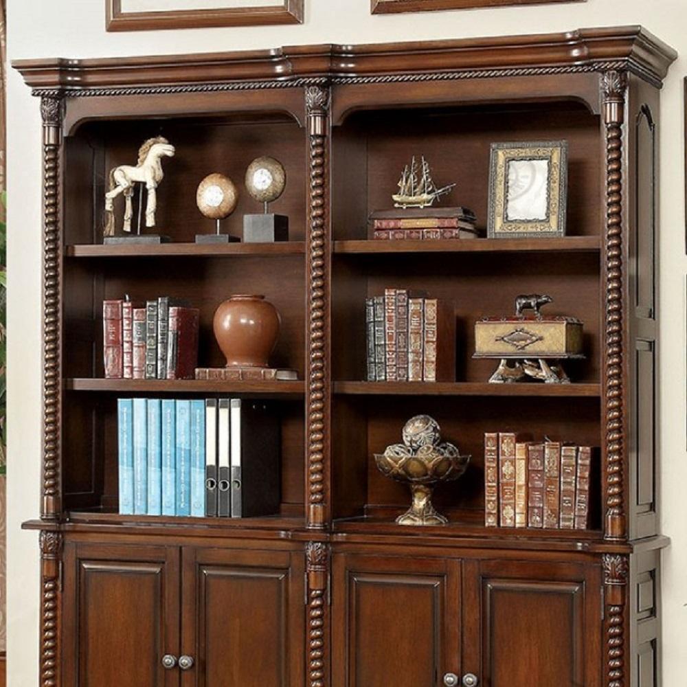 

    
Traditional Dark Oak Solid Wood Bookshelf Hutch Furniture of America CM-DK6380 Vicki
