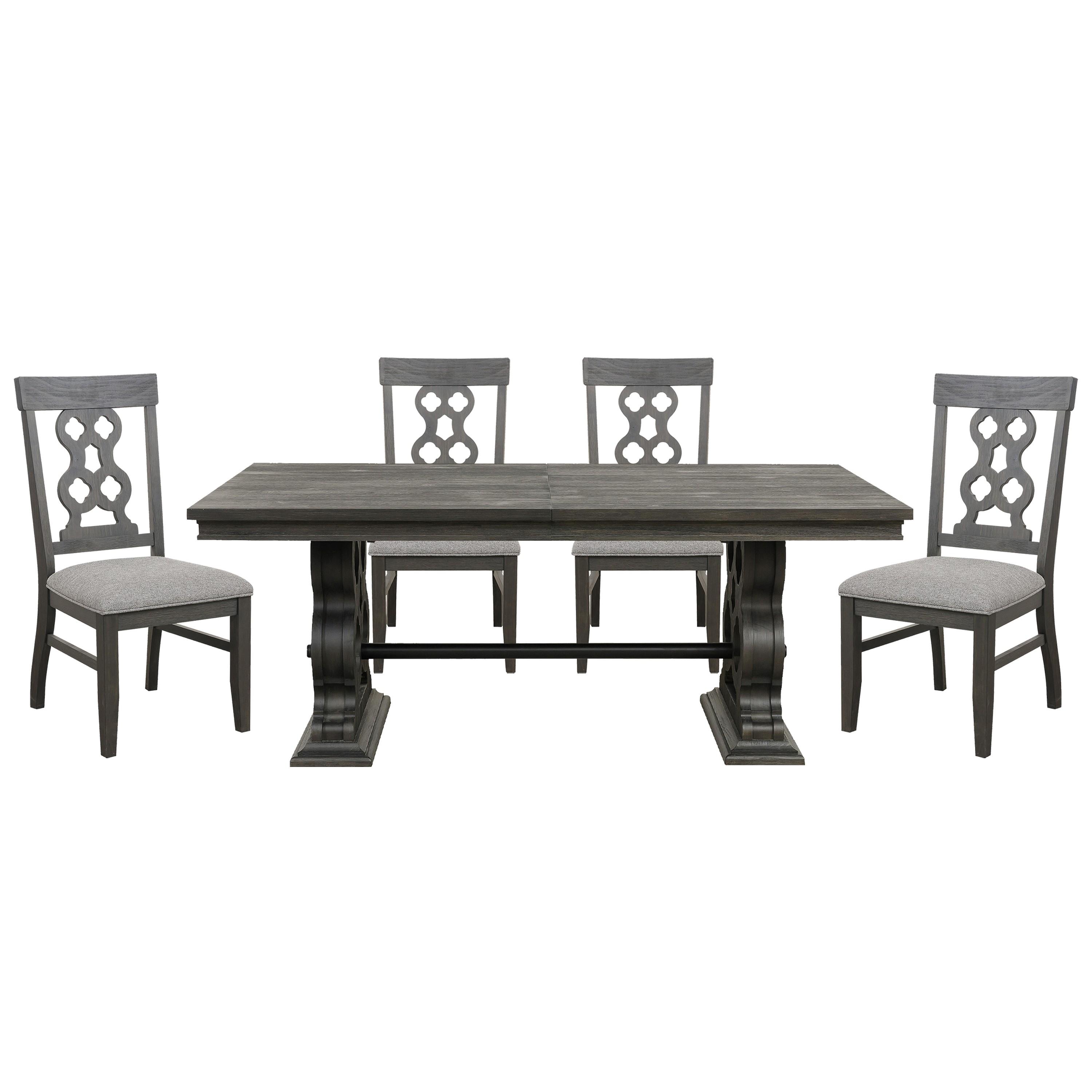 Traditional Dining Room Set 5559N-96*5PC Arasina 5559N-96*5PC in Pewter Polyester