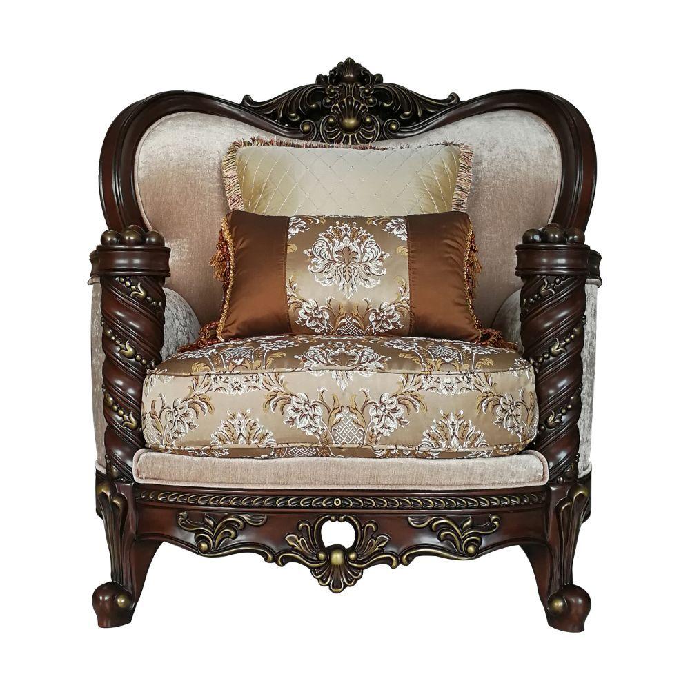 Traditional Chair Devayne 50687 in Dark Walnut Fabric