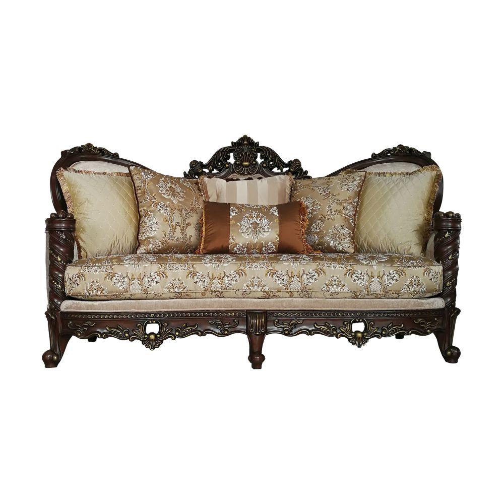 Traditional Sofa Devayne 50685 in Dark Walnut Fabric