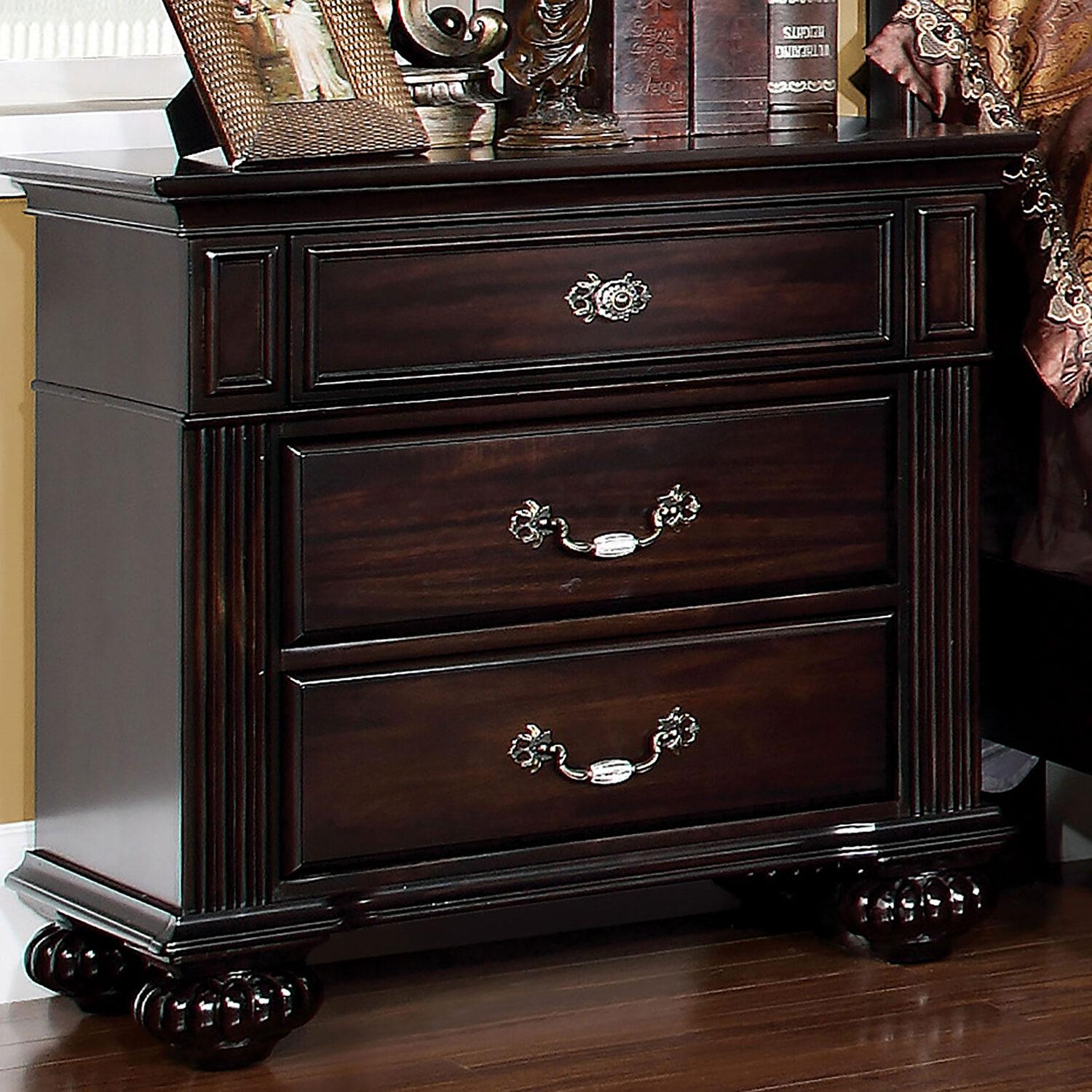 

    
Traditional Dark Walnut Solid Wood CAL Bedroom Set 3pcs Furniture of America CM7129-CK Syracuse
