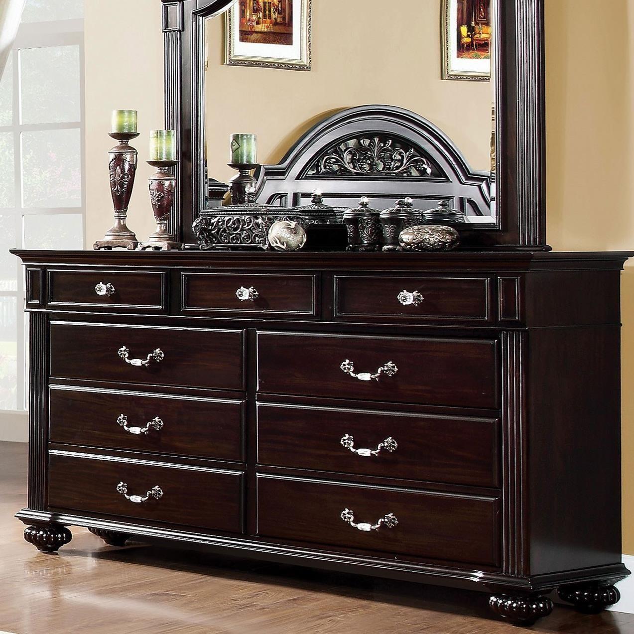

    
Traditional Dark Walnut Solid Wood Dresser Furniture of America CM7129D Syracuse
