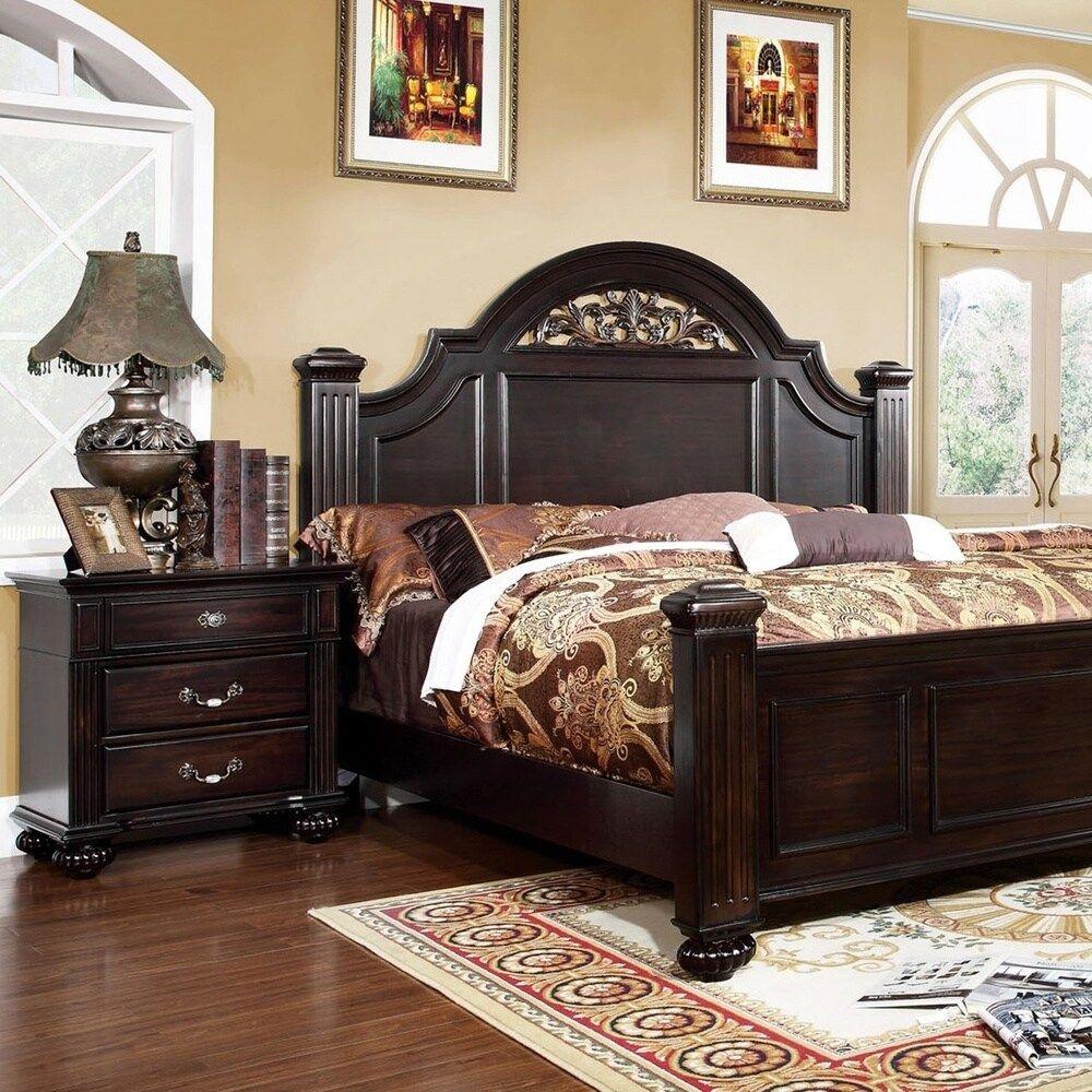 

    
Traditional Dark Walnut Solid Wood Queen Bedroom Set 3pcs Furniture of America CM7129-Q Syracuse
