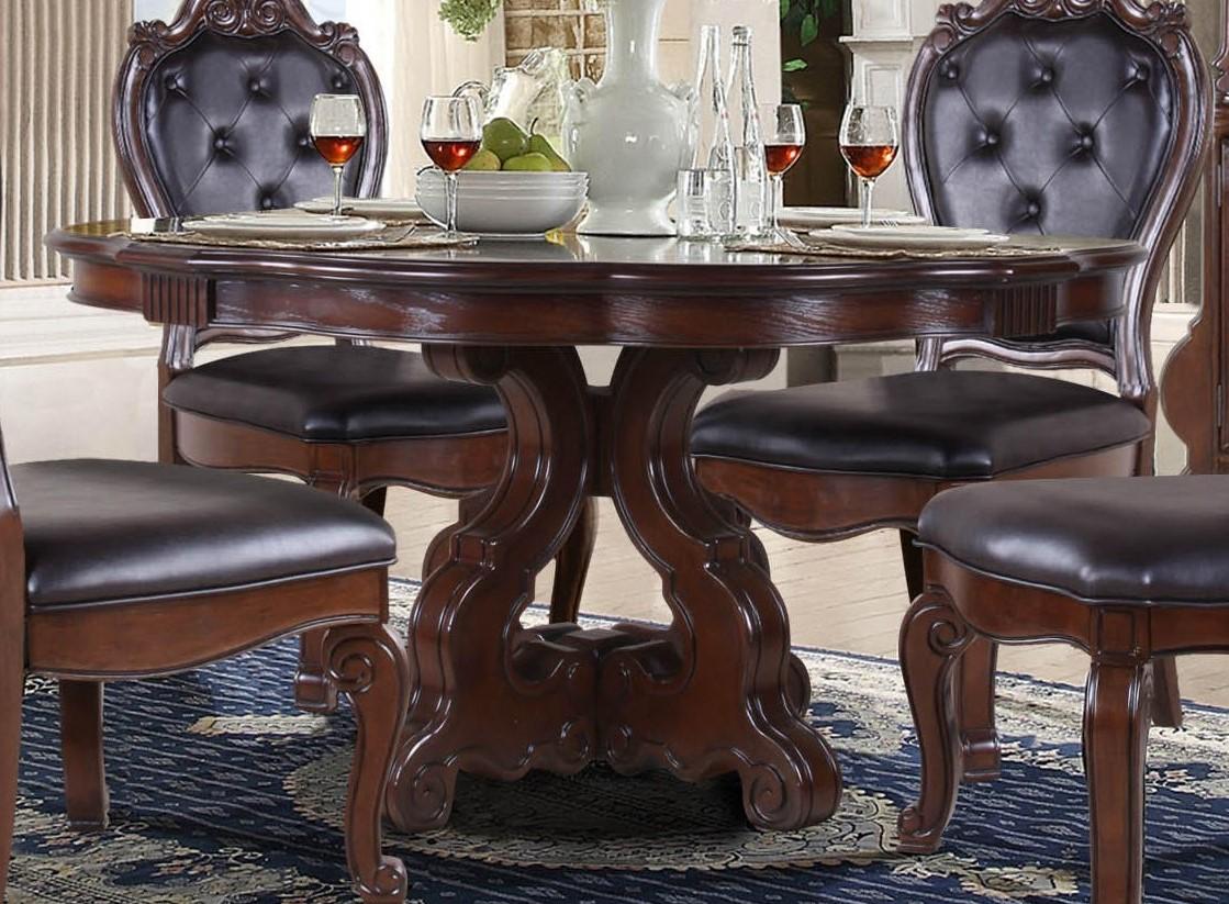 

                    
McFerran Furniture D527-6060 Dining Room Set Cherry Faux Leather Purchase 
