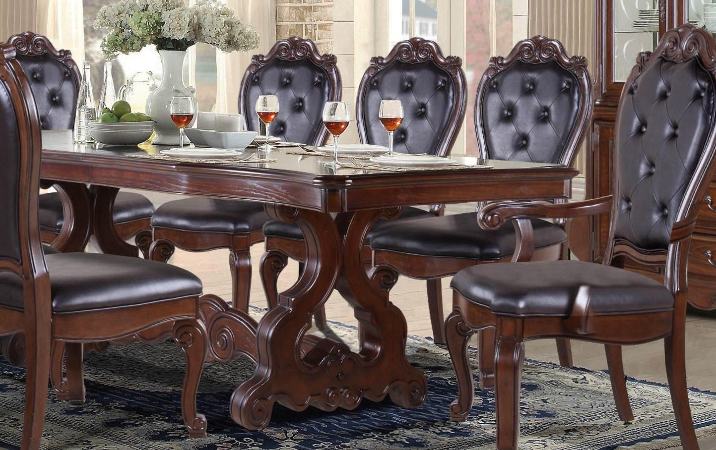 

    
D527-8PC Cherry Carved Wood Dining Table Set 8 Pcs w/China Cabinet Traditional McFerran D527
