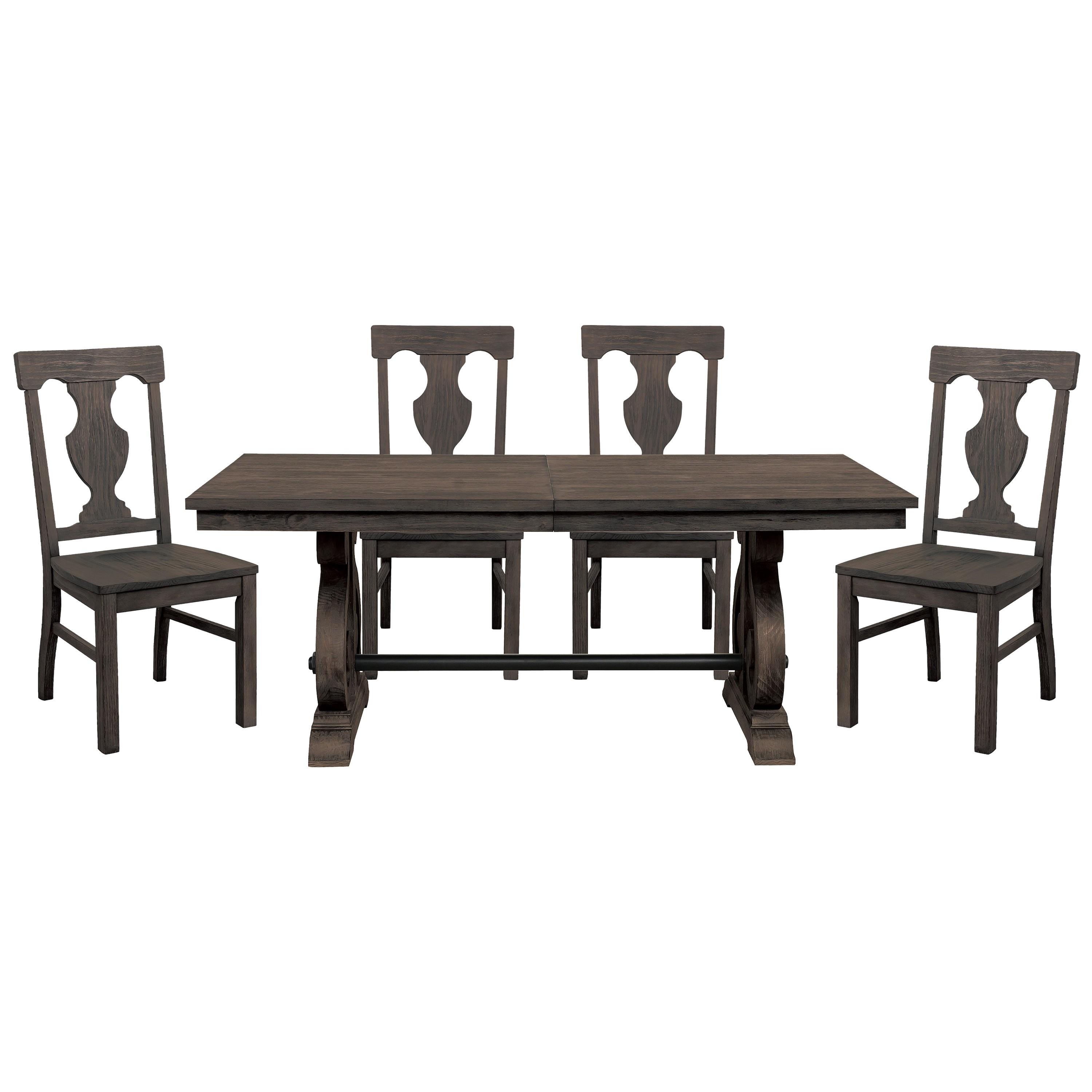 

    
Traditional Distressed Dark Oak Wood Dining Room Set 5pcs Homelegance 5438-96* Toulon
