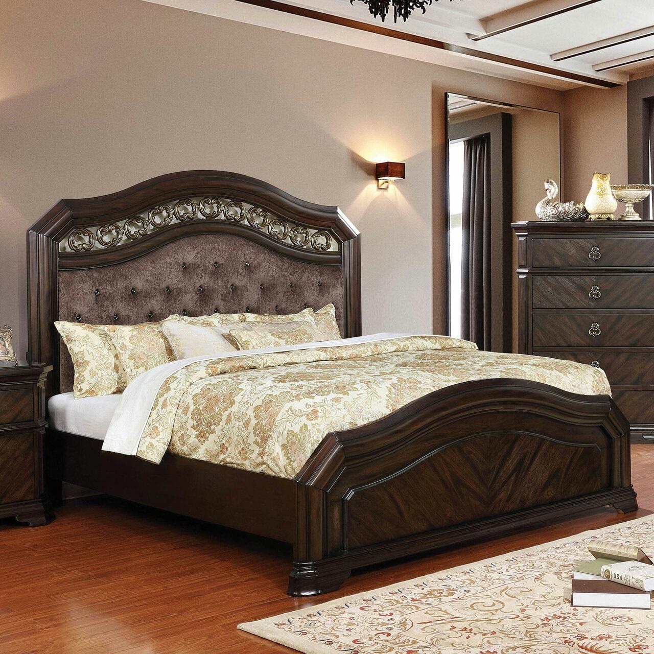 

    
Traditional Espresso Solid Wood King Bed Furniture of America CM7752 Calliope
