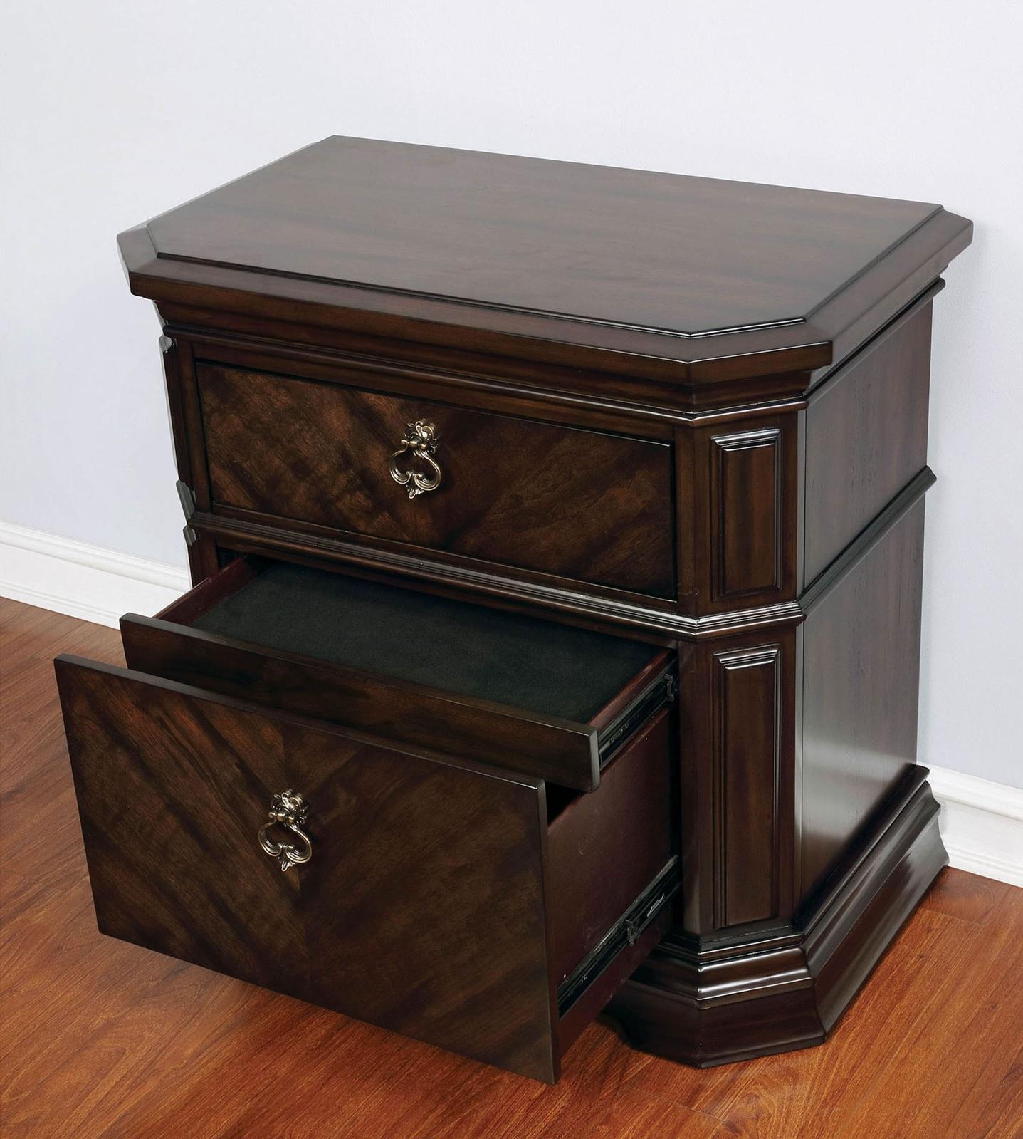

    
Traditional Espresso Solid Wood Nightstand Furniture of America CM7751N Calliope

