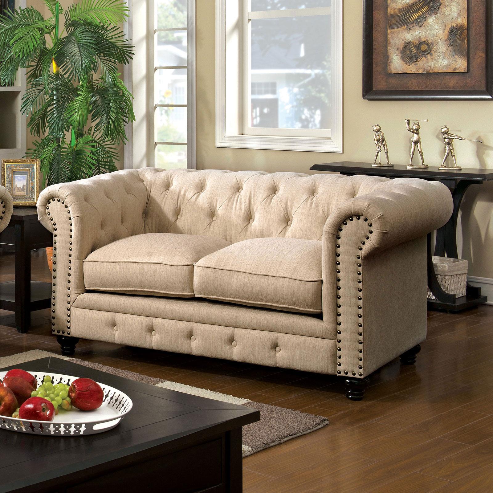 

    
Traditional Fabric Upholstery Loveseat in Beige Stanford by Furniture of America
