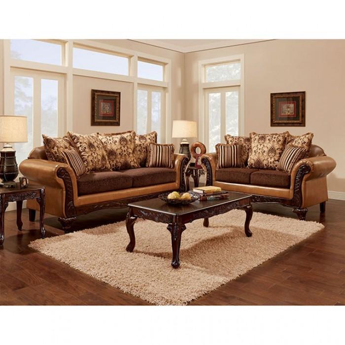

    
Brown Fabric Loveseat ISABELLA SM7506-LV Furniture of America Traditional
