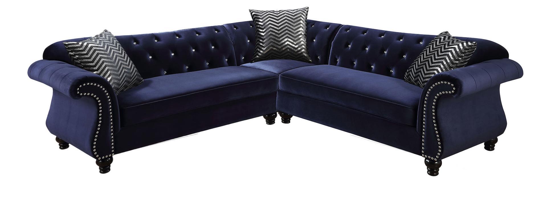 

    
Traditional Fabric Upholstery Sectional in Blue Jolanda ii Furniture of America
