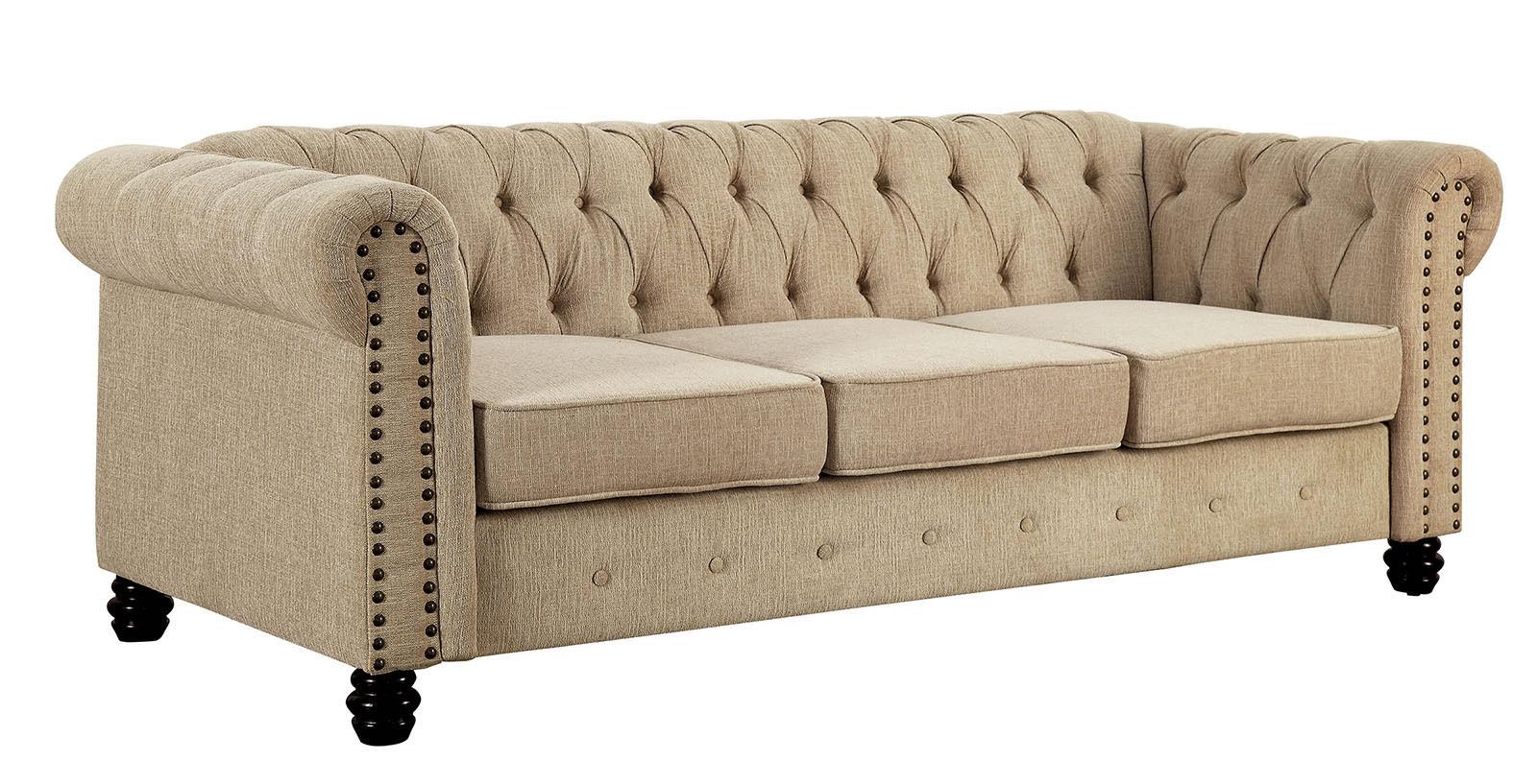 Transitional Sofa WINIFRED CM6342IV-SF CM6342IV-SF in Ivory Chenille