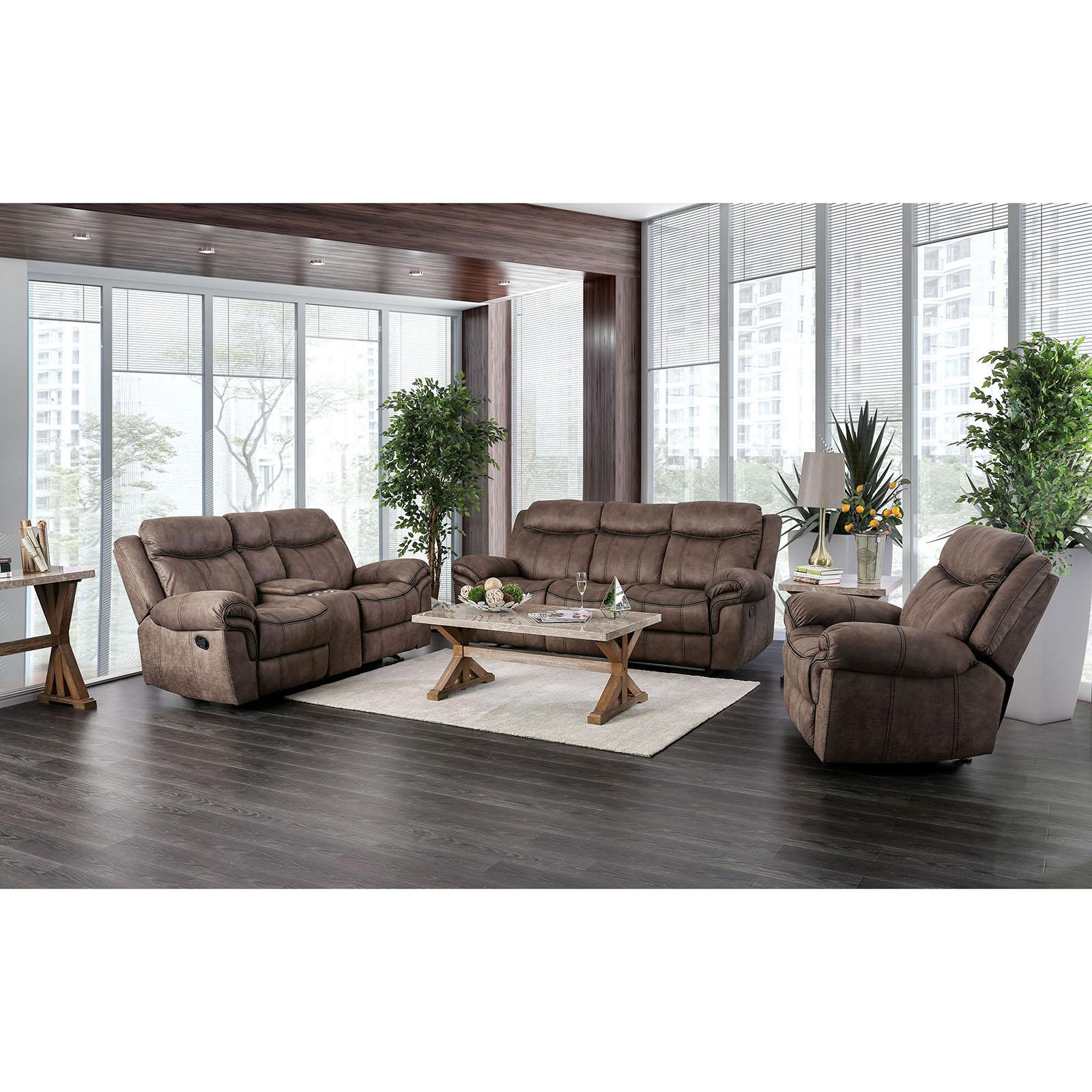 

    
 Order  Brown Fabric Sofa CELIA CM6583-SF Furniture of America Traditional
