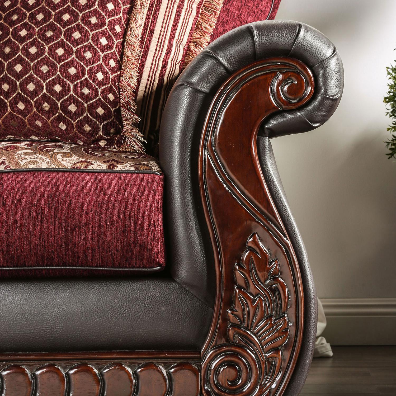 

                    
Furniture of America FRANKLIN SM6107N-SF Sofa Burgundy Leatherette Purchase 
