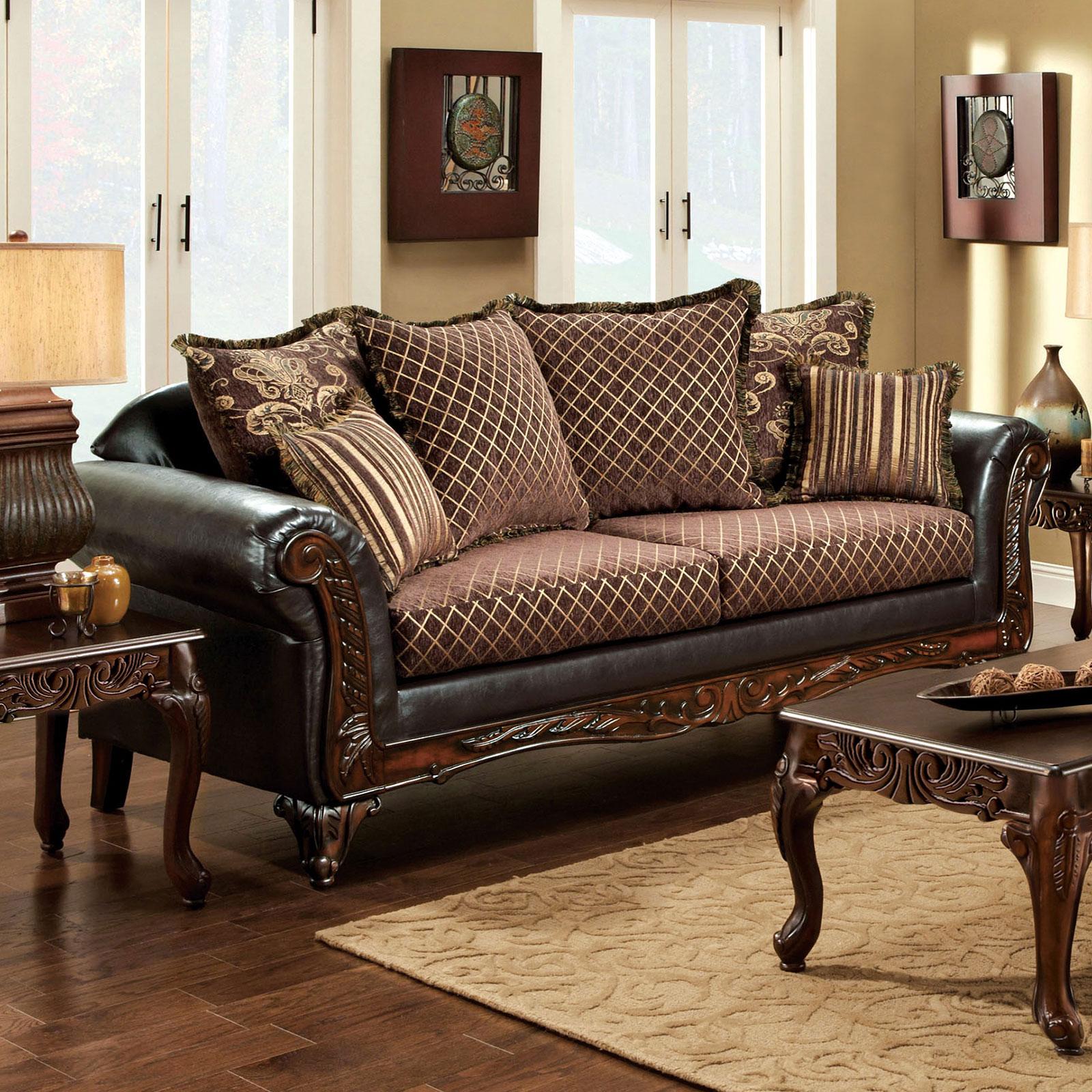 

    
Brown Fabric Sofa SAN ROQUE SM7635N-SF Furniture of America Traditional
