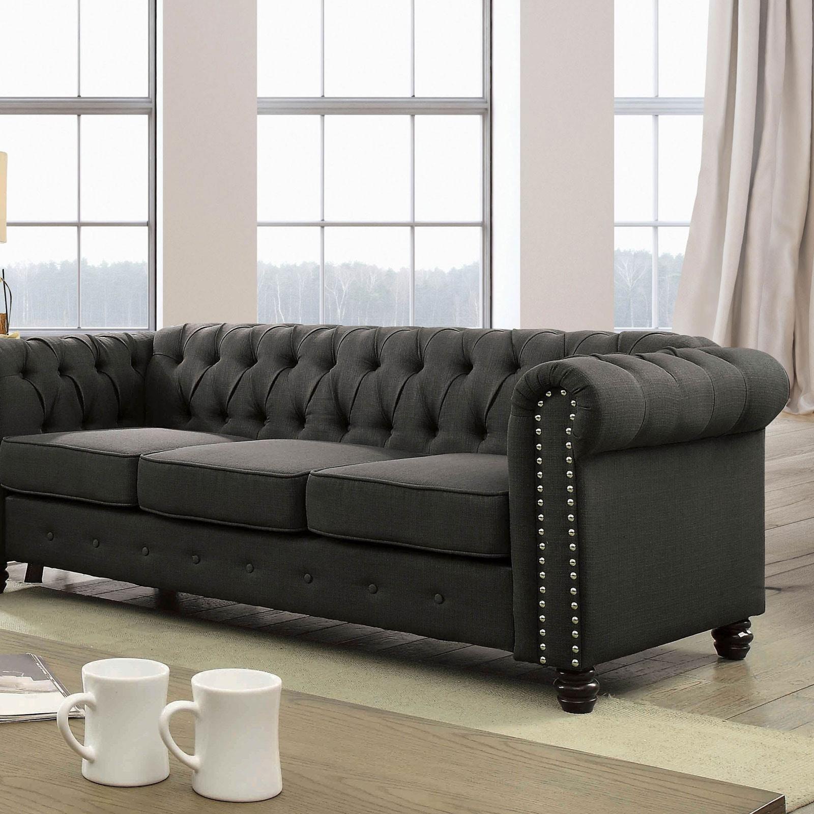 

    
Gray Linen-like Fabric Sofa WINIFRED CM6342GY-SF FOA Traditional
