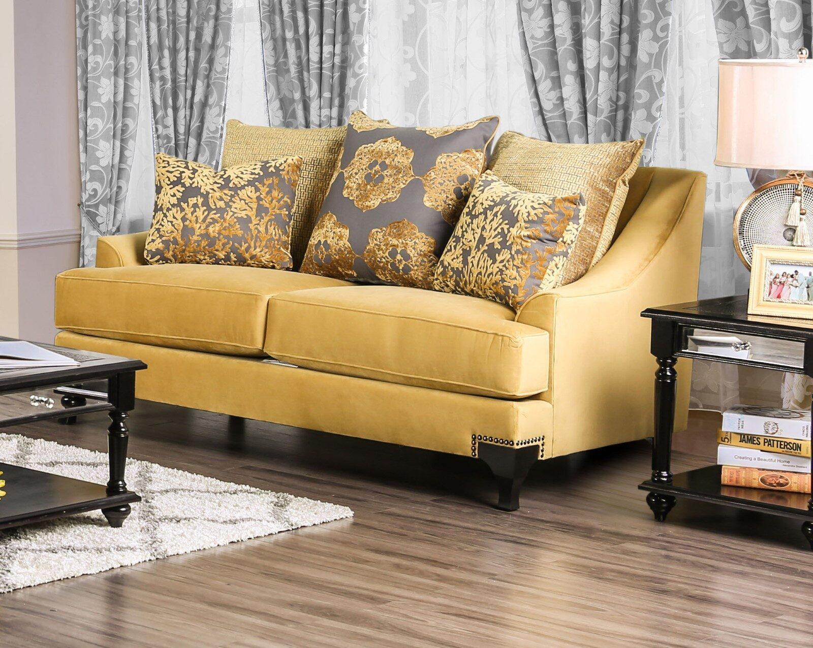 

    
Furniture of America SM2201-3PC Viscontti Sofa Loveseat and Chair Set Gold SM2201-3PC
