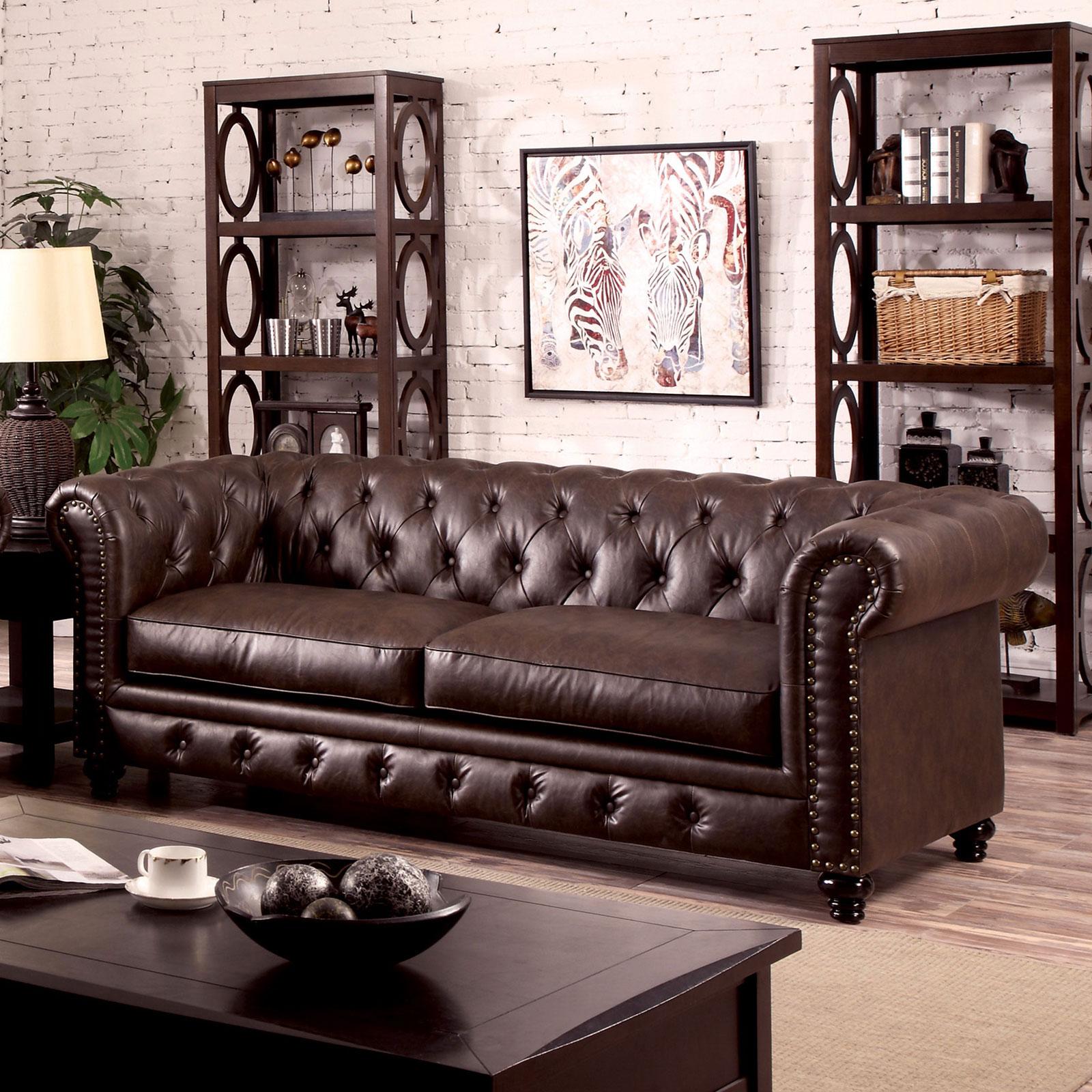 

    
Brown Leatherette Sofa STANFORD CM6269BR-SF FOA Transitional

