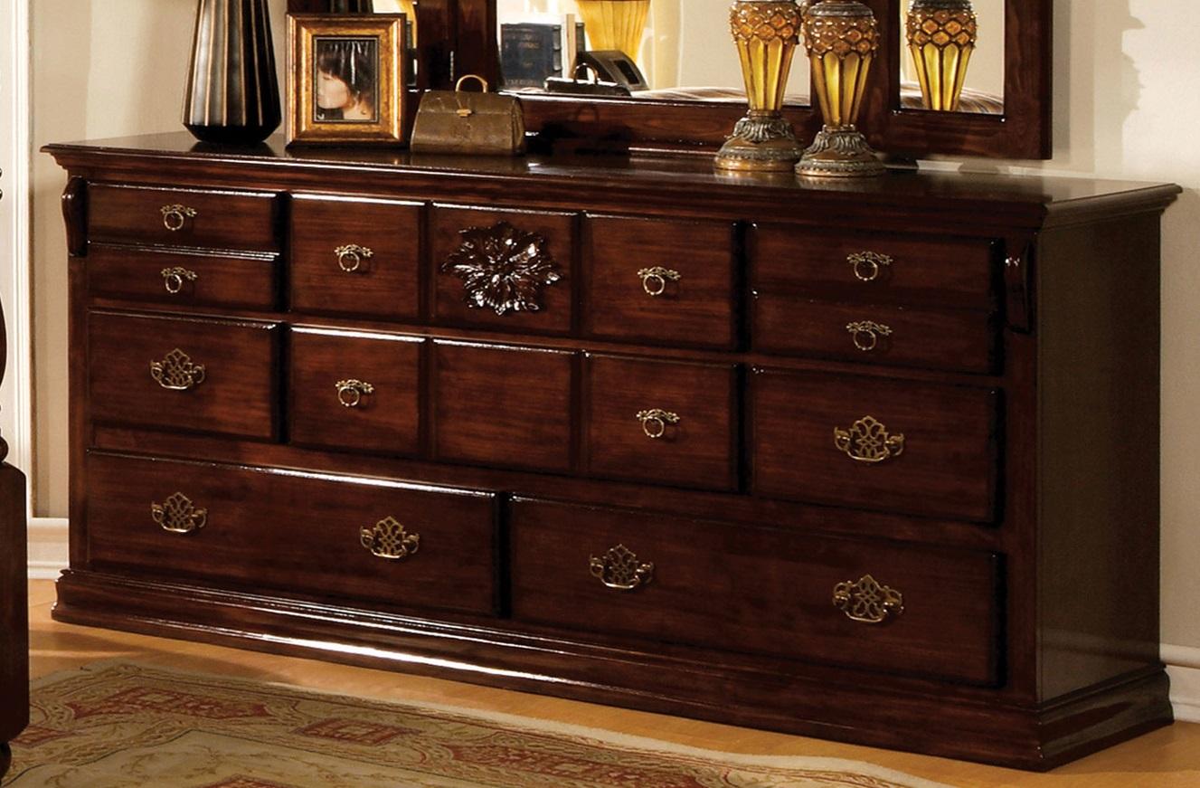 

    
Traditional Glossy Dark Pine Solid Wood Dresser Furniture of America CM7571D Tuscan
