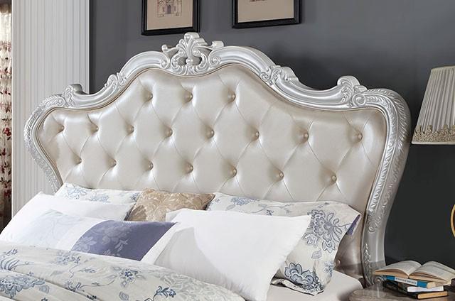 

    
Traditional Pearl White Solid Wood Flannelette Headboard King Panel Bed by Furniture of America CM7243WH-B Rosalind
