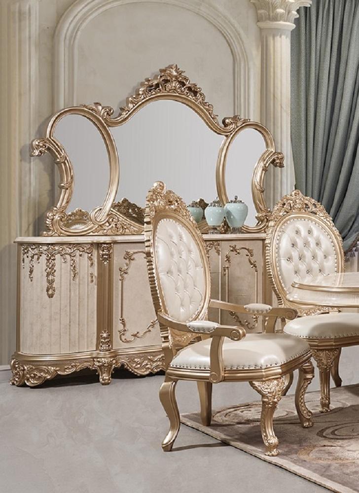 Traditional Buffet with Mirror HD-9102-2PC HD-9102-2PC in Cream, Gold 