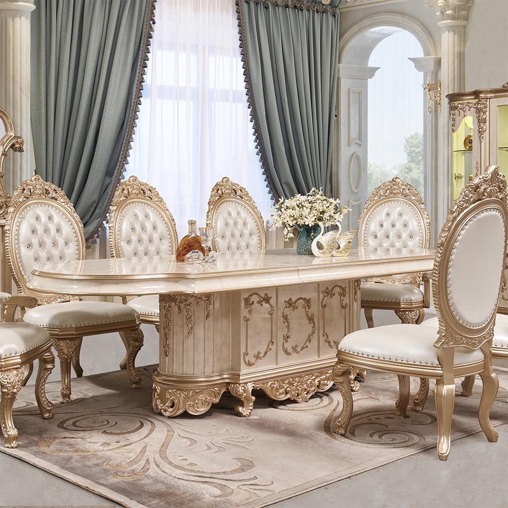 Traditional Oval Table HD-9102 – DINING TABLE HD-9102-T in Cream, Gold 