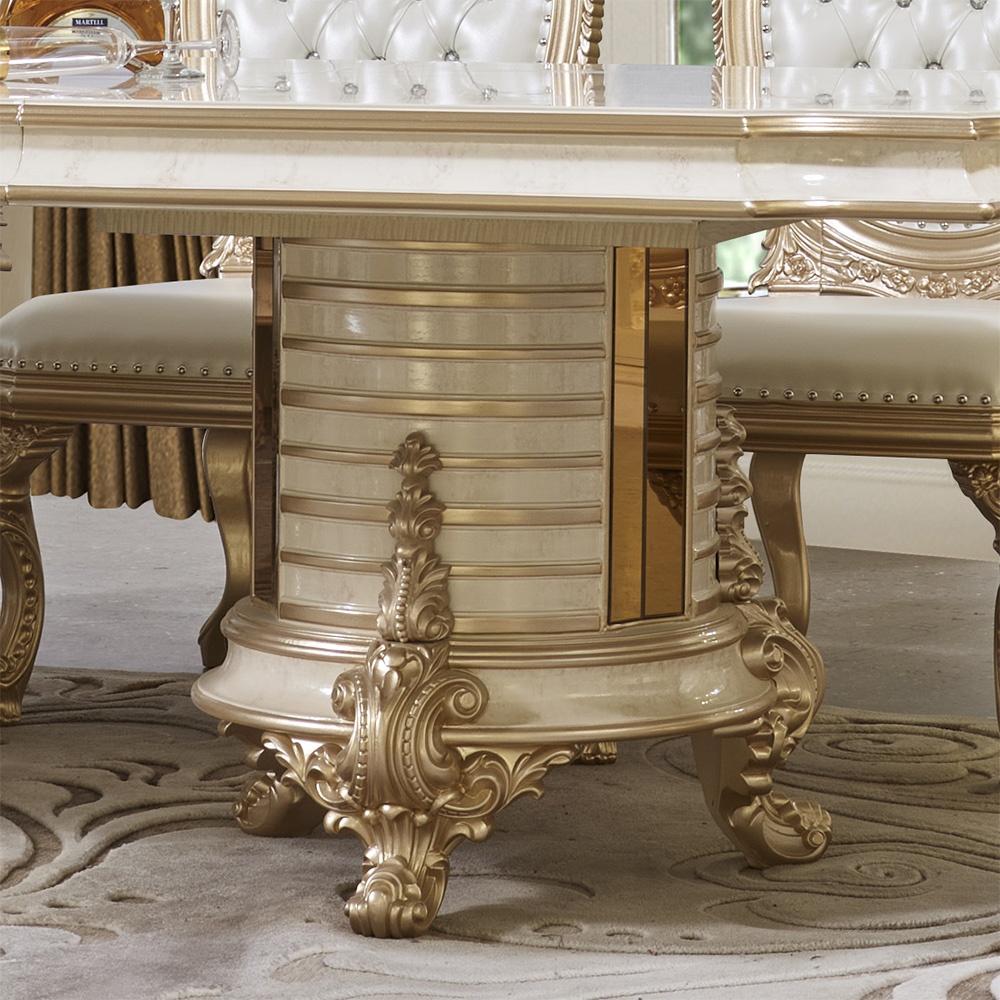 

    
Traditional Gold & White Solid Wood Oval Dining Table Homey Design HD-9093
