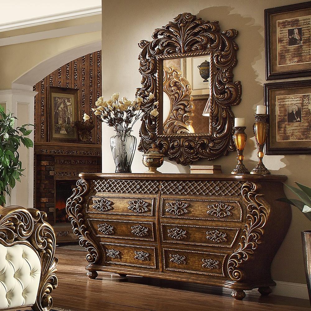 

    
Traditional Golden Brown Wood Dresser and Mirror Homey Design HD-8011
