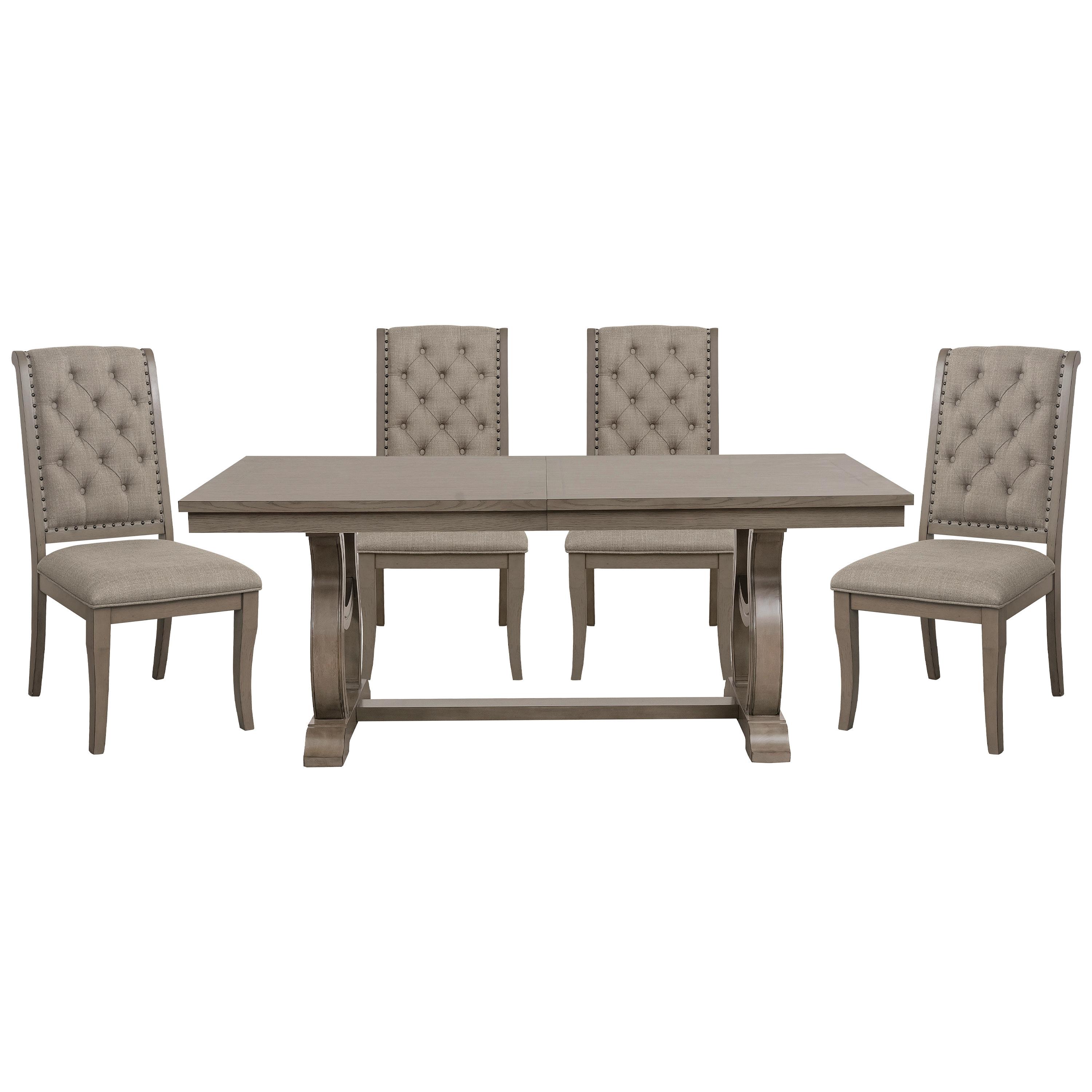 Traditional Dining Room Set 5442-96*5PC Vermillion 5442-96*5PC in Gray Polyester