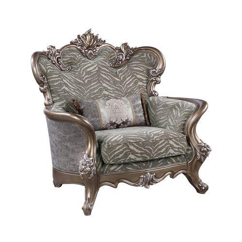 

    
Traditional Gray Fabric & Antique Bronze Finish Chair by Acme Elozzol LV00301
