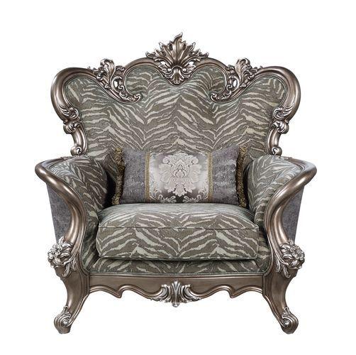 

    
Traditional Gray Fabric & Antique Bronze Finish Chair by Acme Elozzol LV00301
